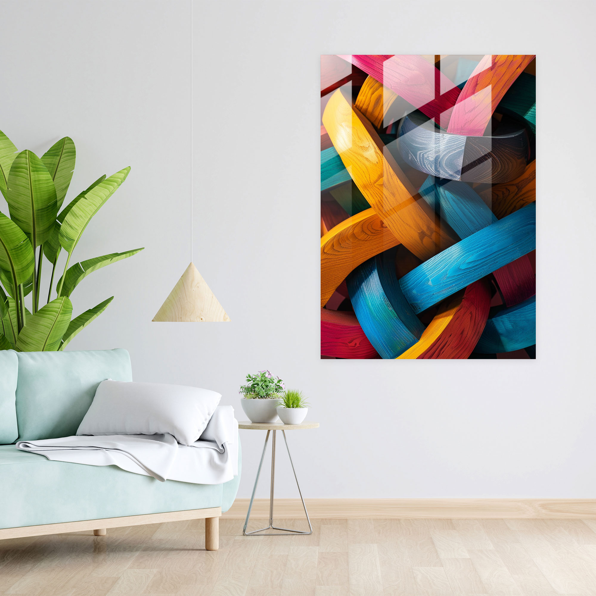 Interlocking Cubism Glass Print - Cubism, Wall Decoration, Glass Print, Home Decoration