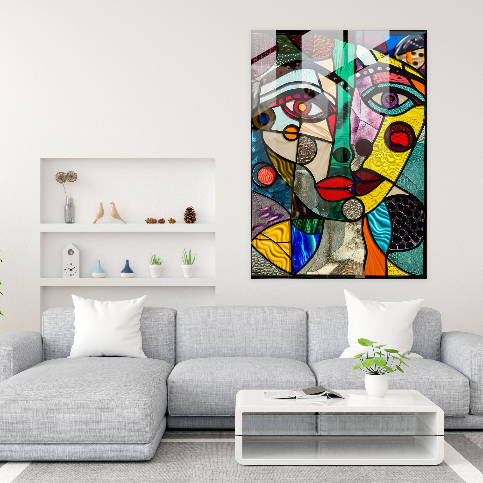 Picasso Faces Cubism Glass Print - Cubism, Glass Print, Glass Art, Modern Art