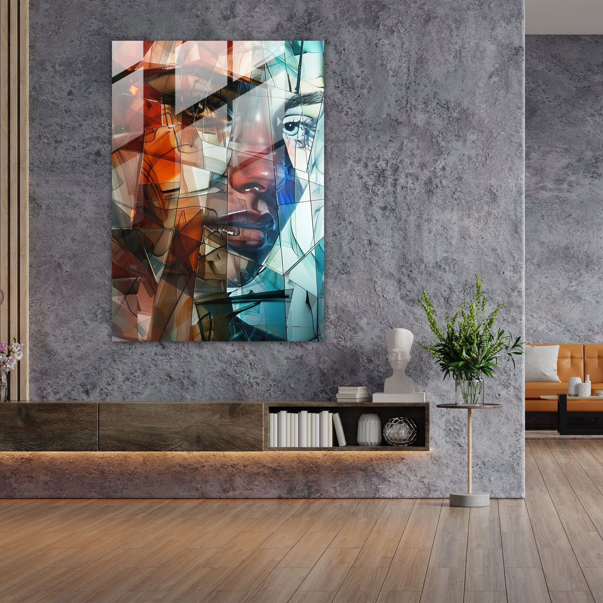 Contemporary Fragmented Cubism Glass Wall Art - Cubism, Glass Art, Cubism, Home Decoration