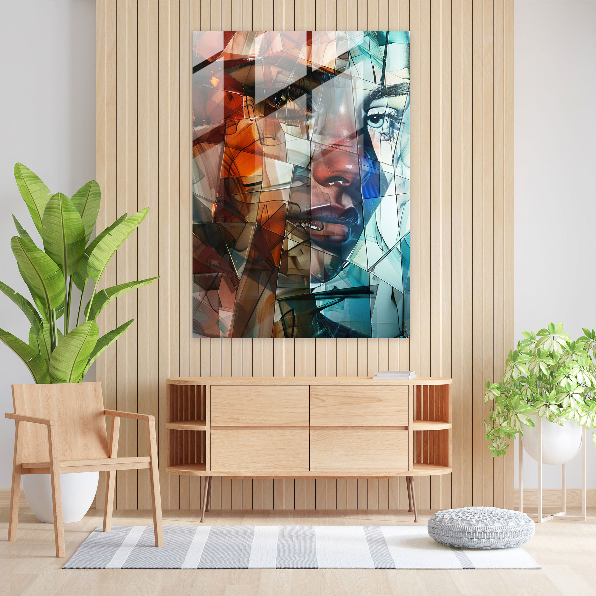 Contemporary Fragmented Cubism Glass Wall Art - Cubism, Glass Art, Cubism, Home Decoration
