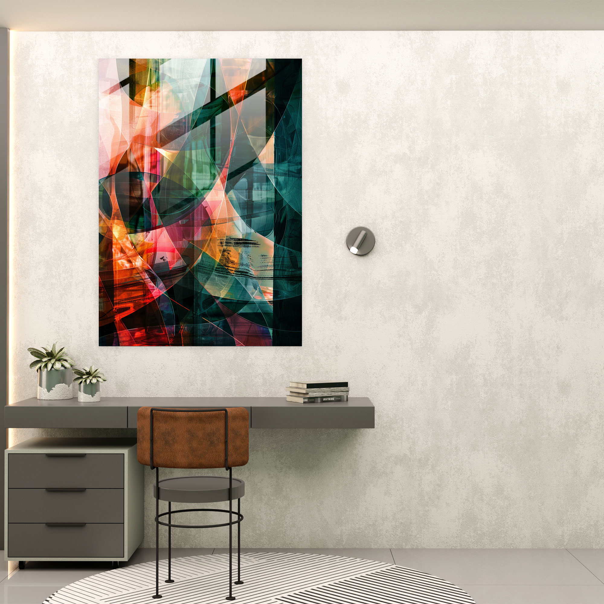 Interlocking Cubism Glass Print - Cubism, Glass Art, Cubism, Modern Art