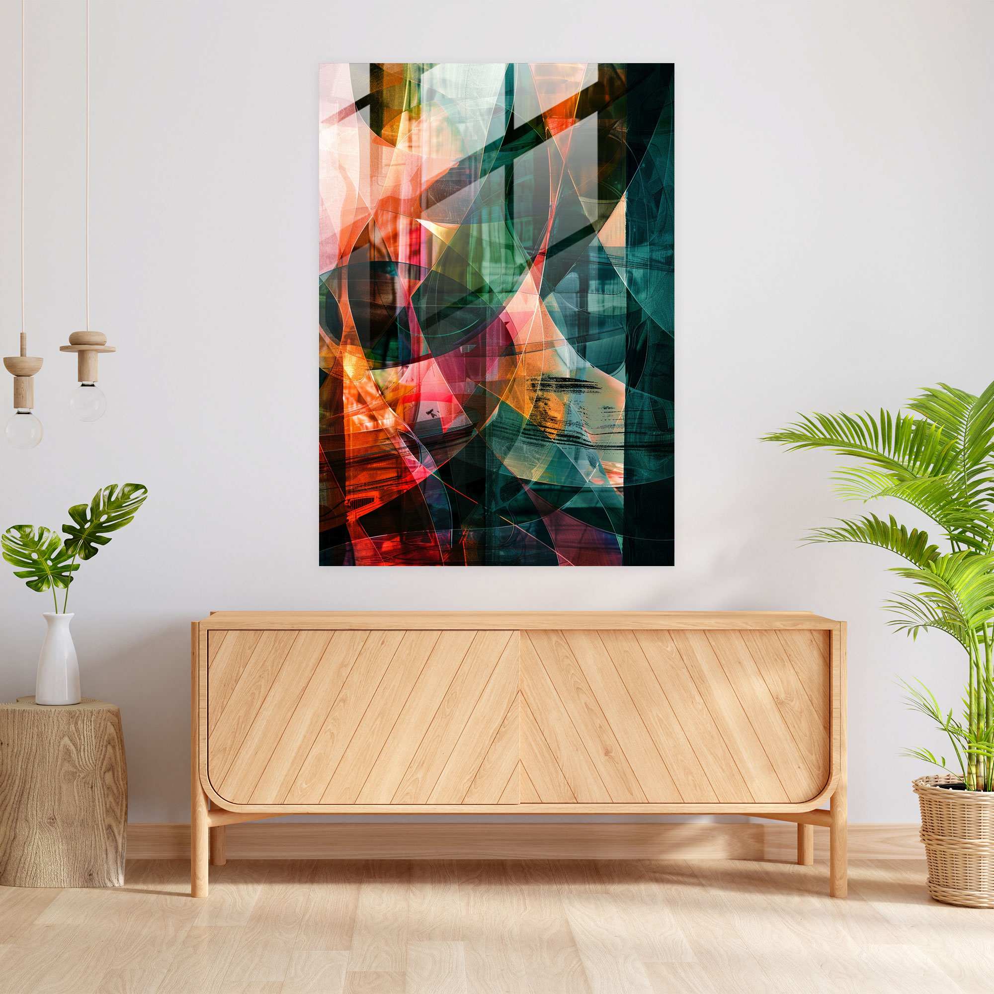 Interlocking Cubism Glass Print - Cubism, Glass Art, Cubism, Modern Art