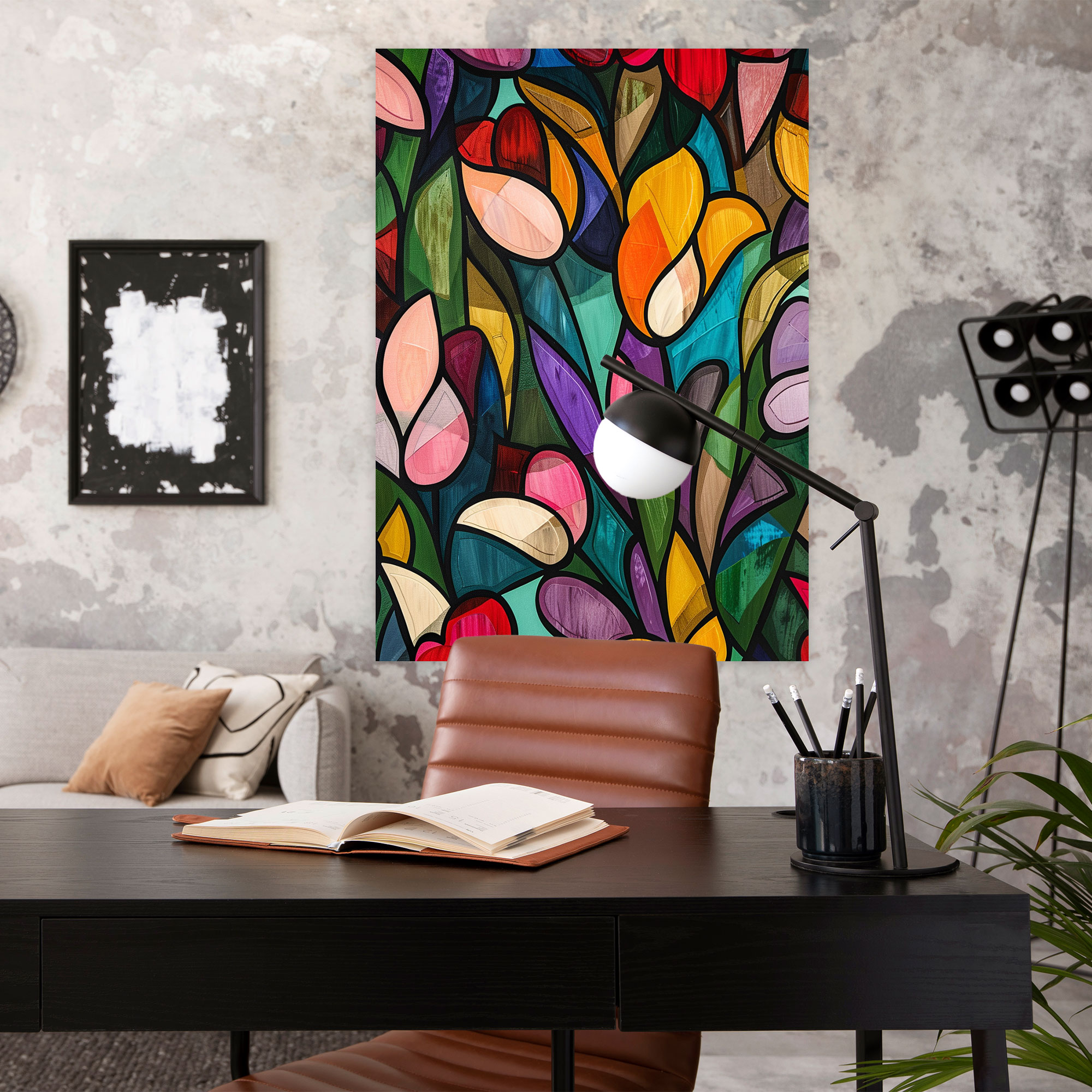 Vibrant Floral Cubism Wall Decoration - Cubism, Canvas Print, Canvas Wall Art, Canvas