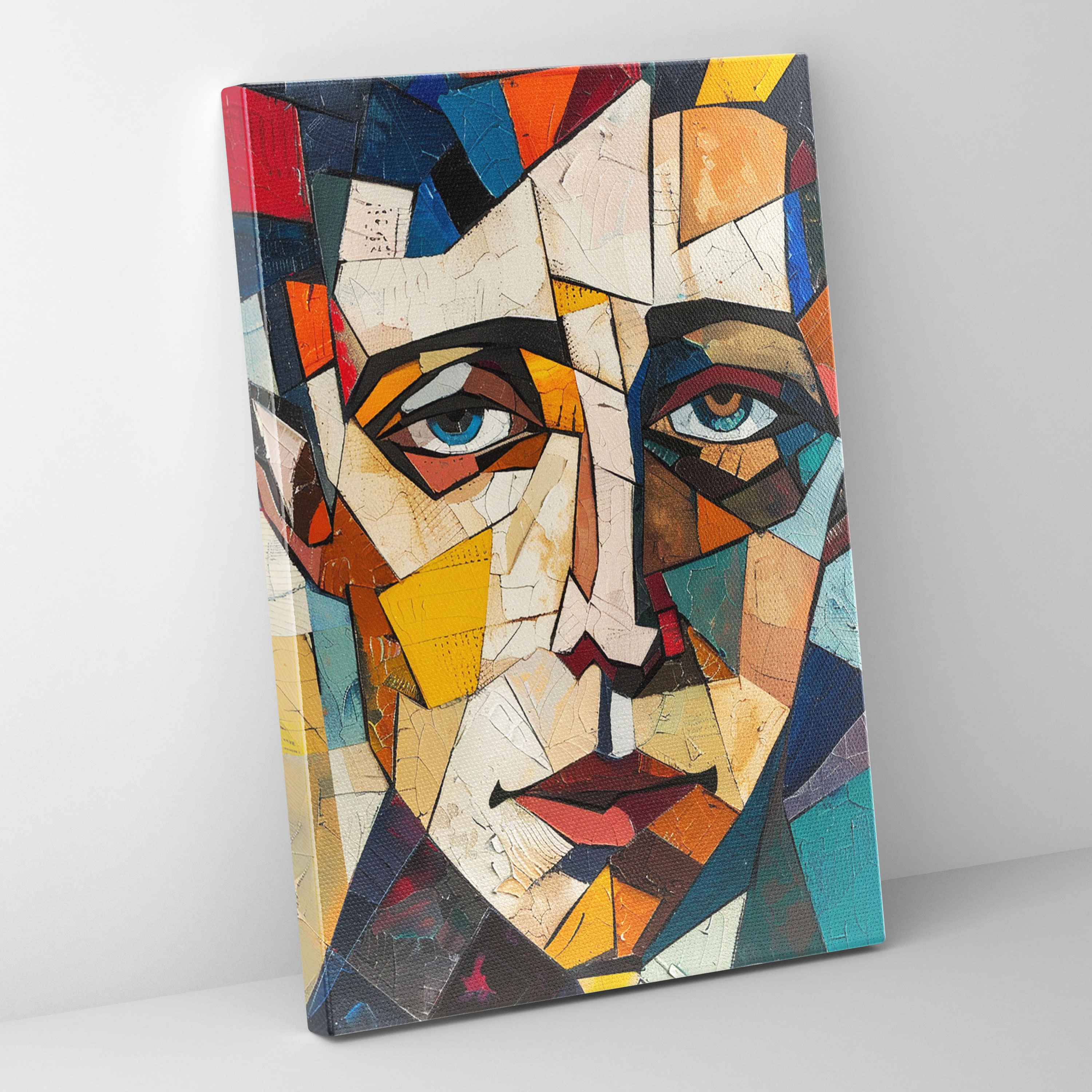 Primary Colors Cubist Portrait Canvas Print - Cubism, Cubism, Home Decoration, Wall Art