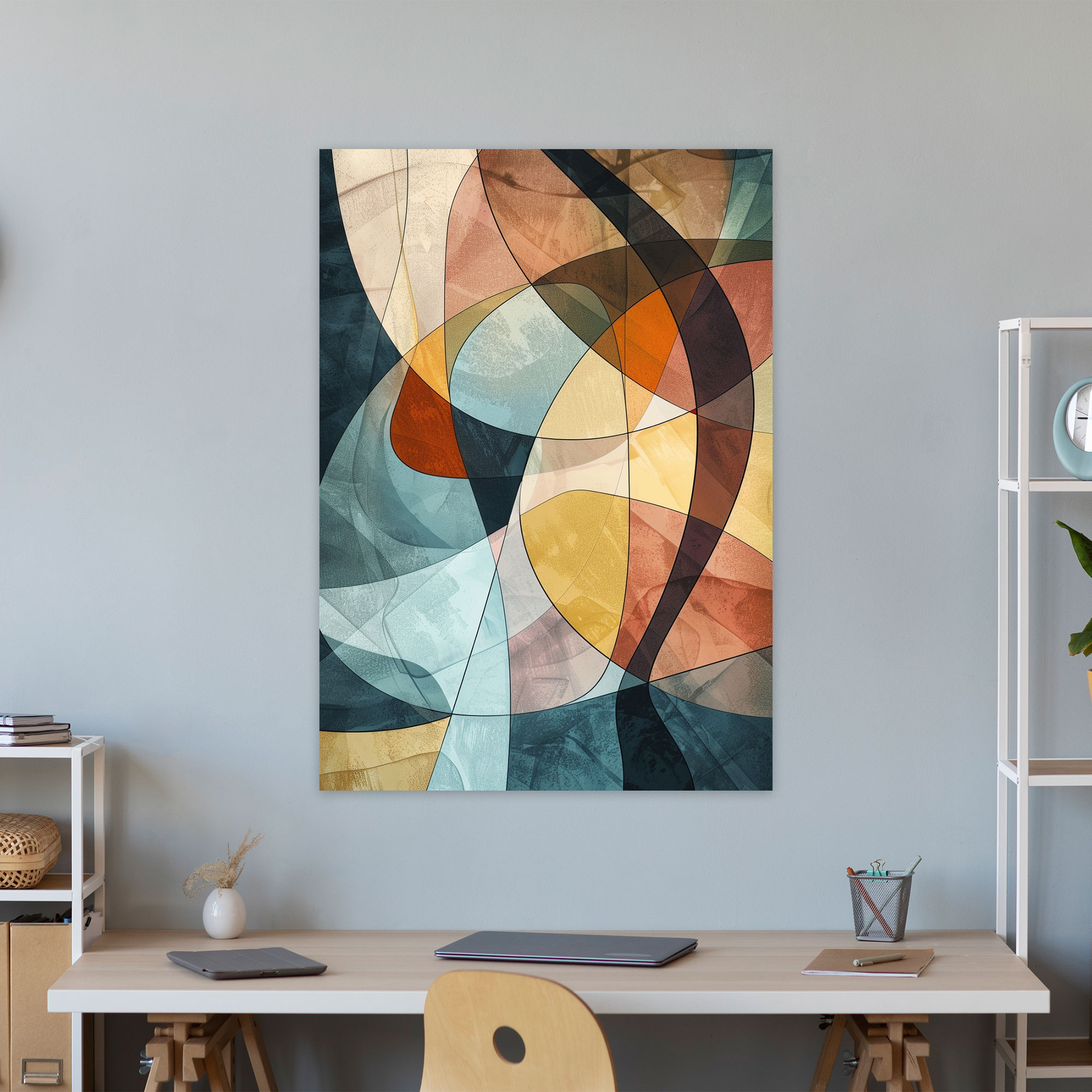 Pastel Abstract Cubism Canvas Print - Cubism, Cubism, Canvas, Wall Art