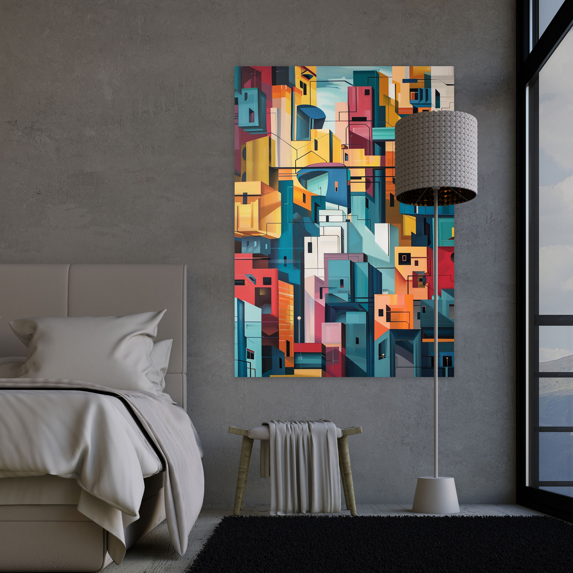 Cubism Cityscape Canvas Print - Cubism, Wall Art, Cityscape, Home Decoration