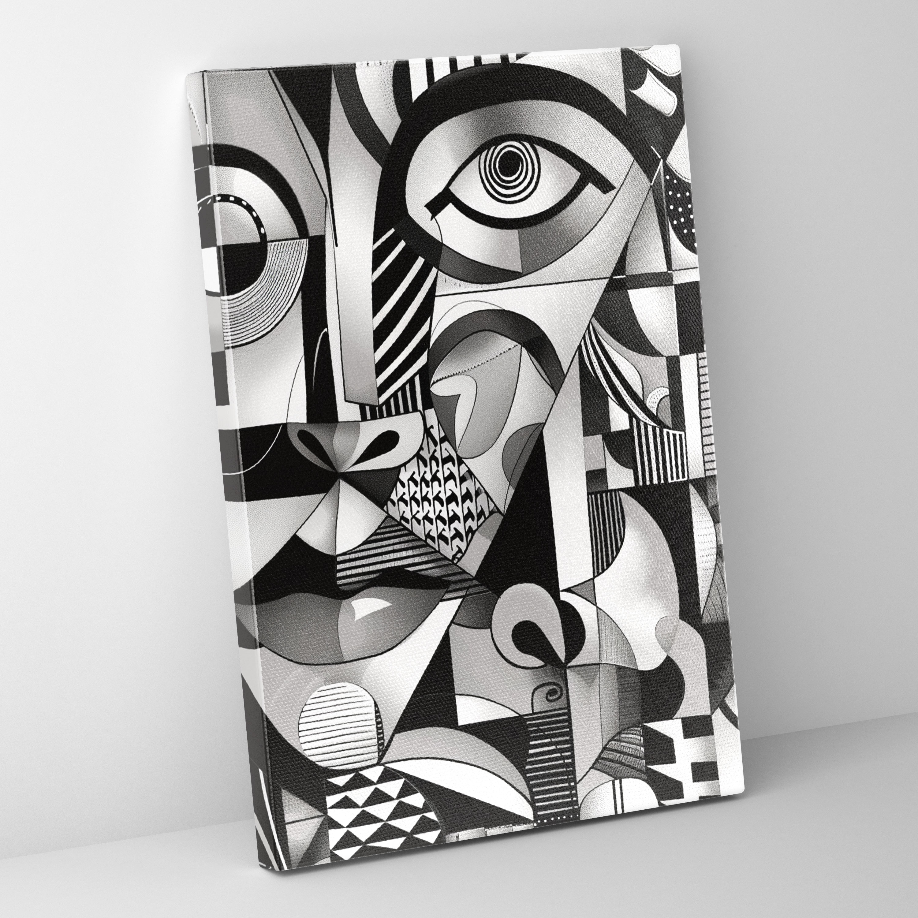 Monochromatic Cubism Wall Decoration - Cubism, Geometric Patterns, Home Decoration, Monochromatic Palette