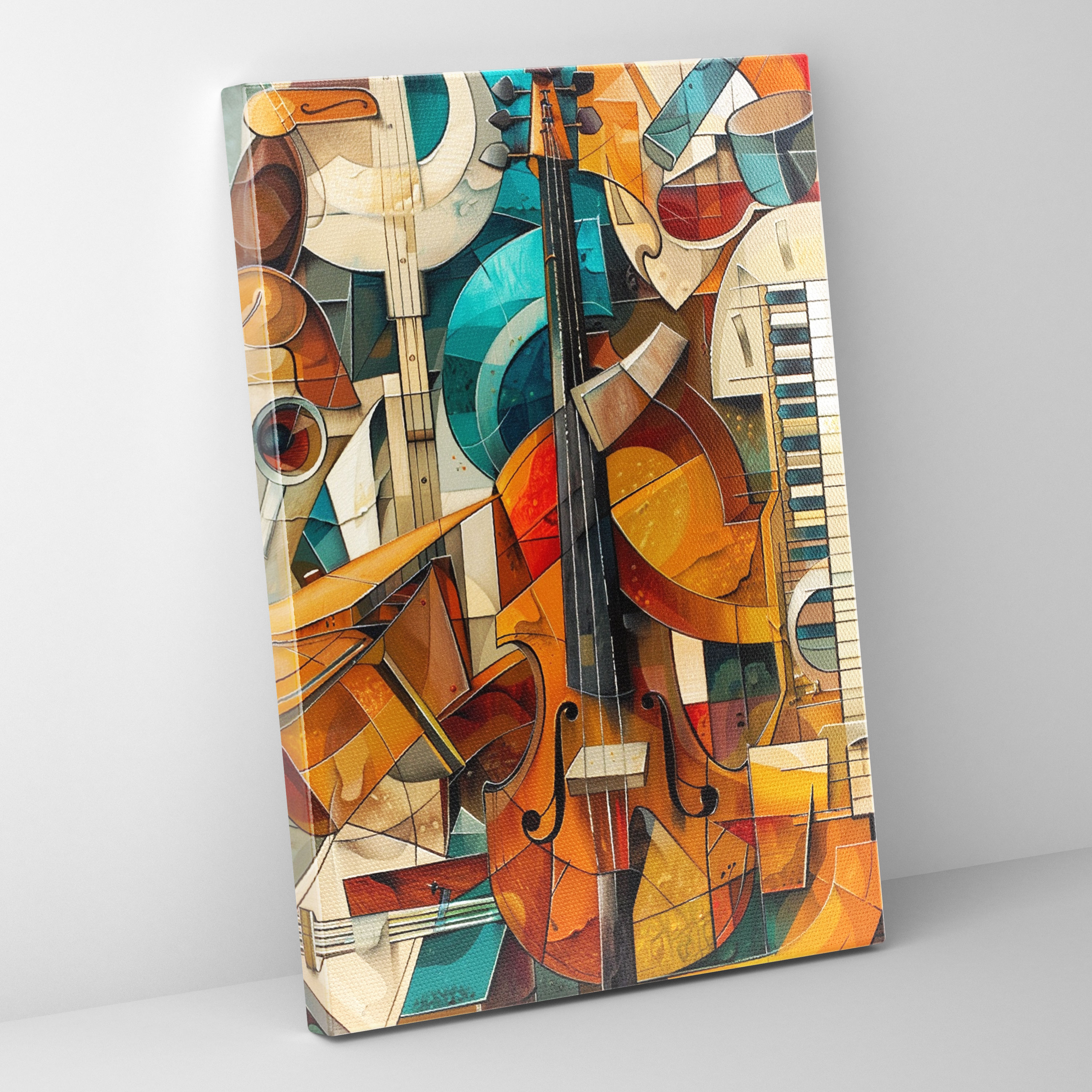 Cubism Music Canvas Print - Cubism, Fragmented Shapes, Music Instruments, Cubism