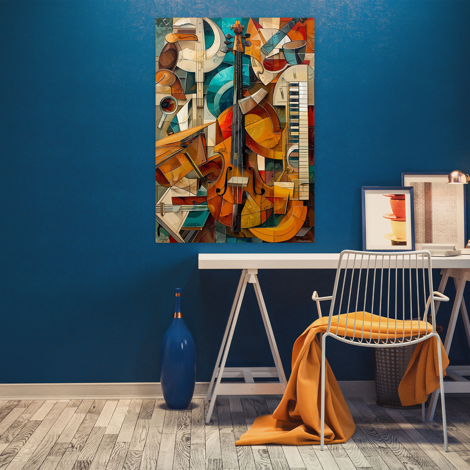 Cubism Music Canvas Print - Cubism, Fragmented Shapes, Music Instruments, Cubism