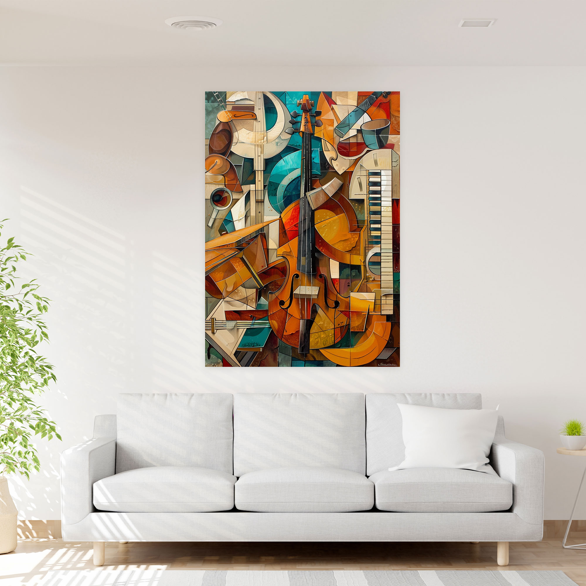 Cubism Music Canvas Print - Cubism, Fragmented Shapes, Music Instruments, Cubism