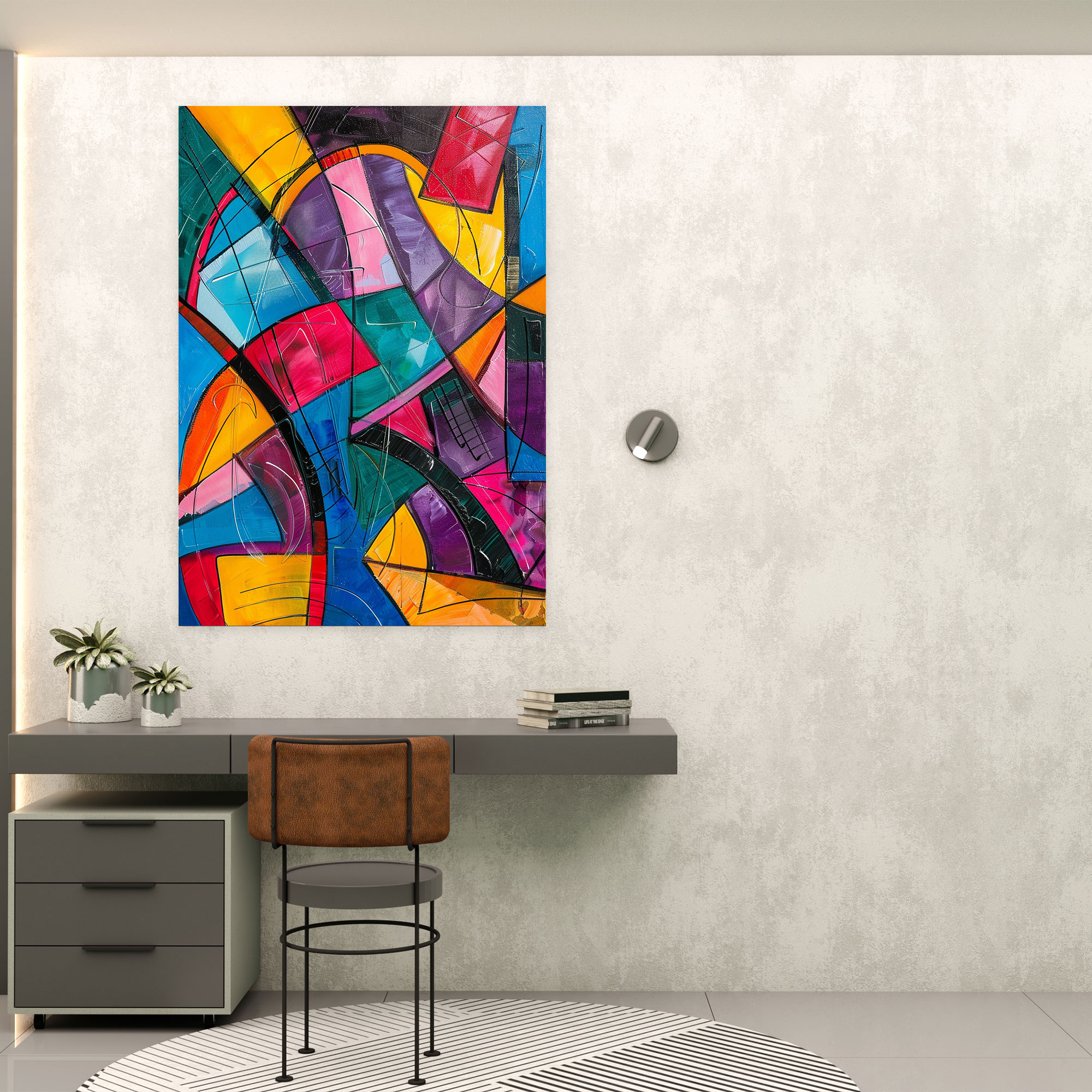 Urban Cubism Wall Decoration - Cubism, Cubism, Vibrant Hues, Canvas