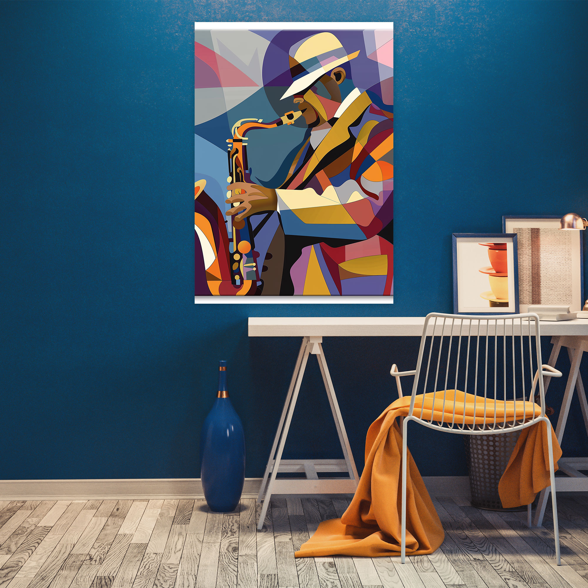 Cubism Saxophonist Canvas Print - Cubism, Wall Art, Canvas, Cubism