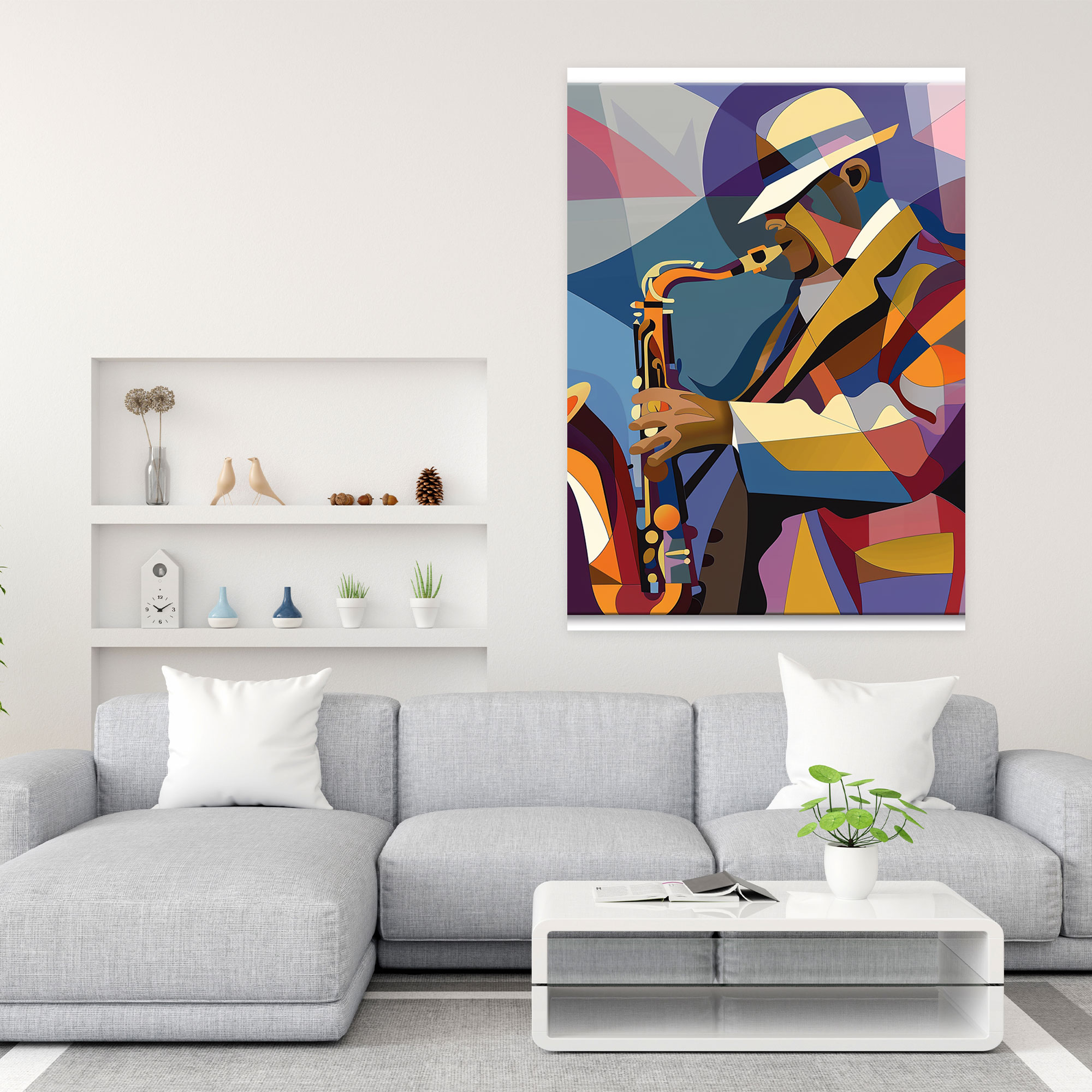 Cubism Saxophonist Canvas Print - Cubism, Wall Art, Canvas, Cubism