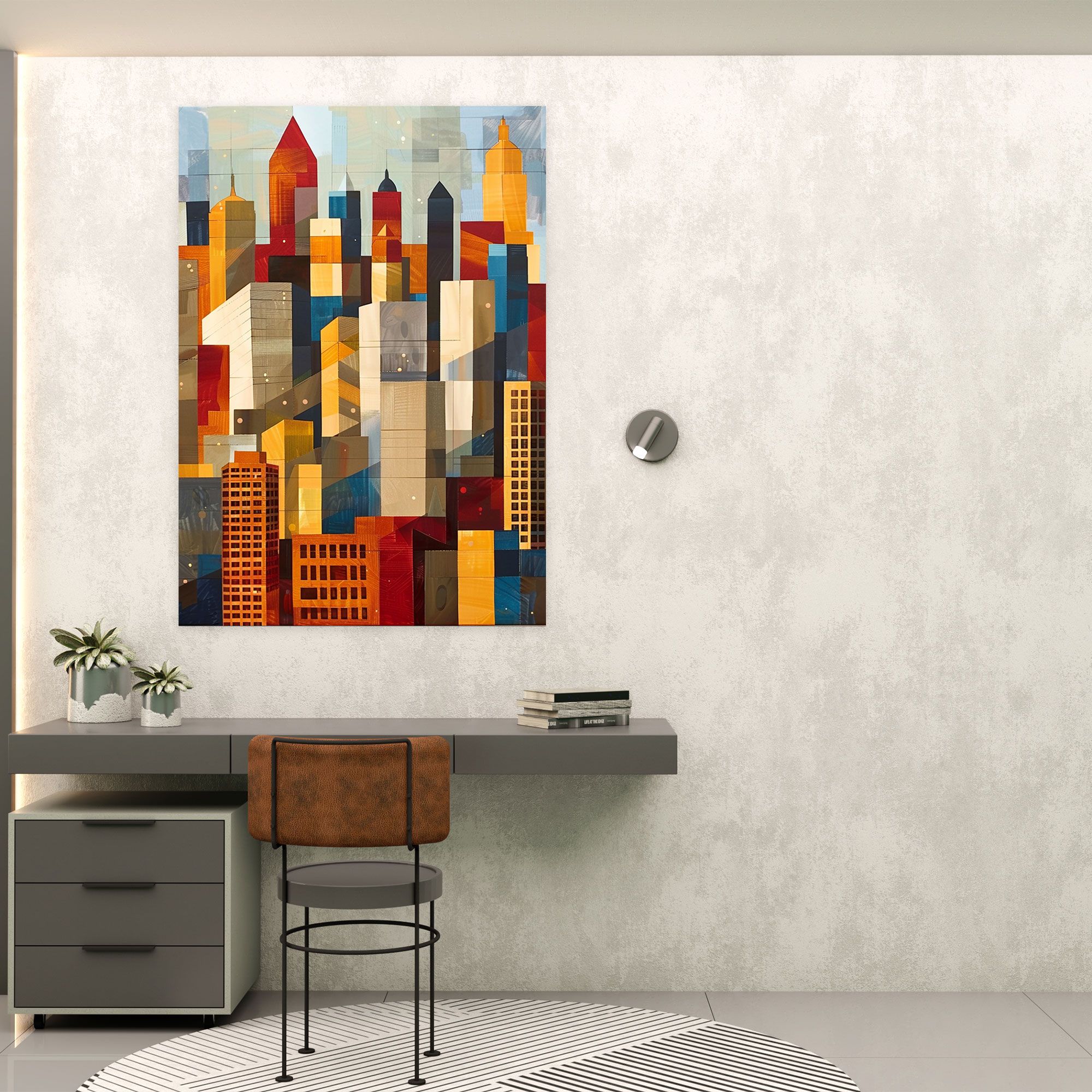 City Skyline Cubism Wall Art - Cubism, Cubism, Wall Art, Canvas