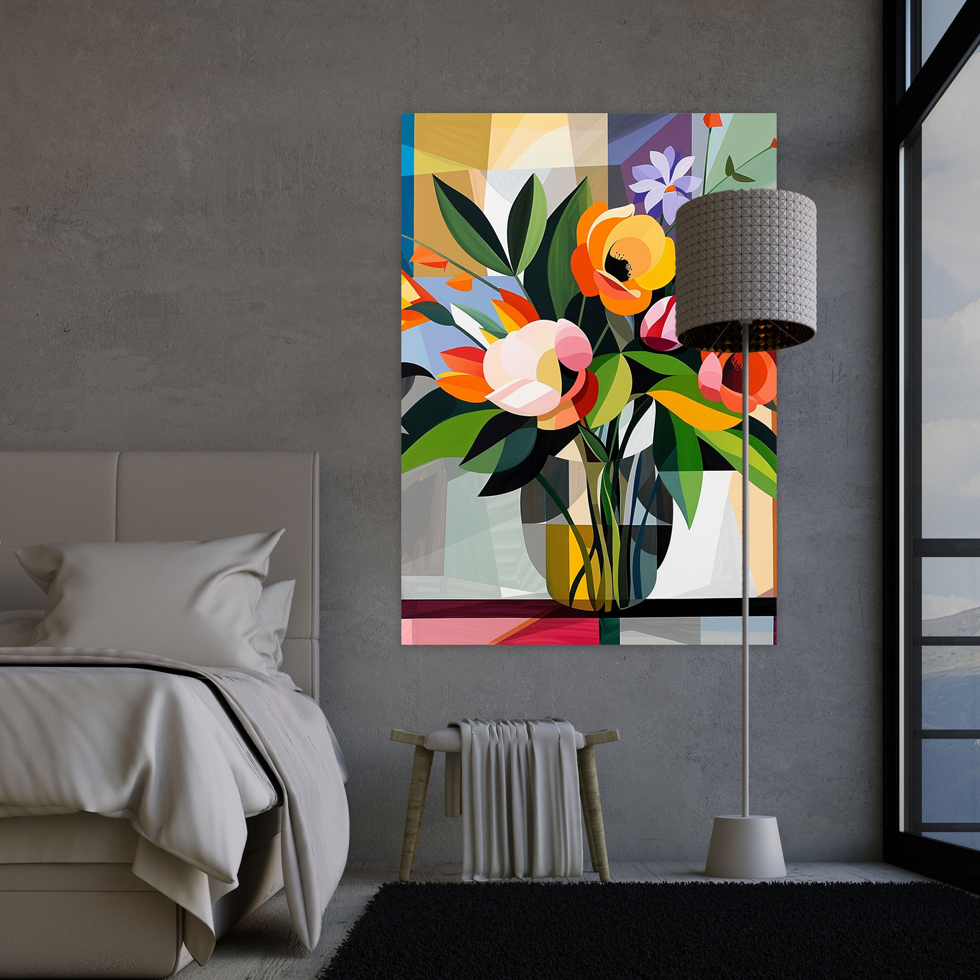 Cubism Floral Arrangement Canvas Print - Cubism, Canvas Print, Wall Art, Canvas