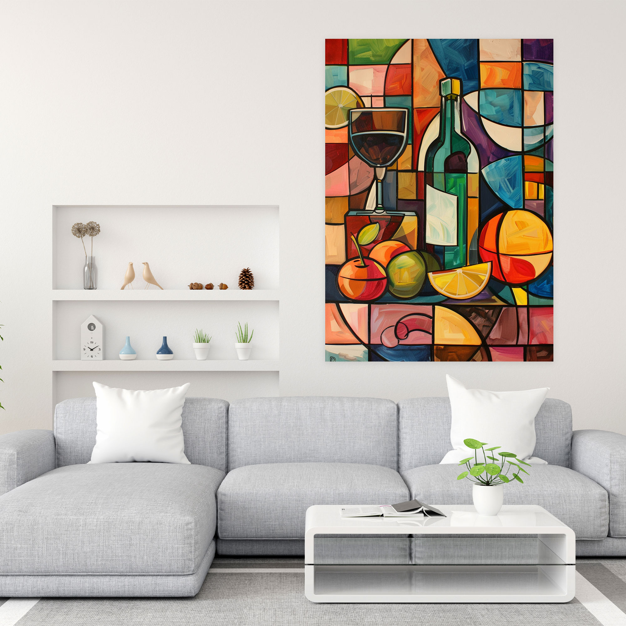 Vibrant Cubist Still Life Wall Decoration - Cubism, Cubism, Home Decoration, Canvas Wall Art