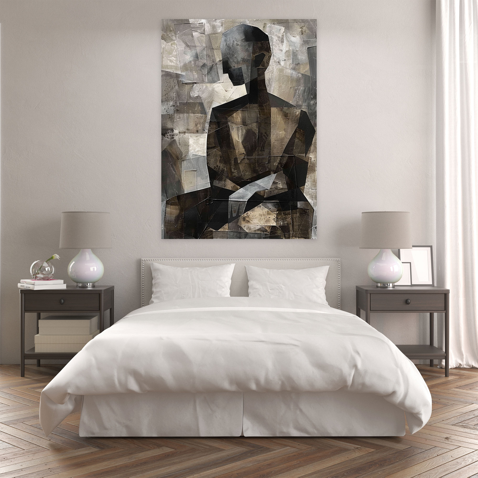Monochromatic Figure Study Canvas Print - Cubism, Home Decoration, Canvas Print, Cubism