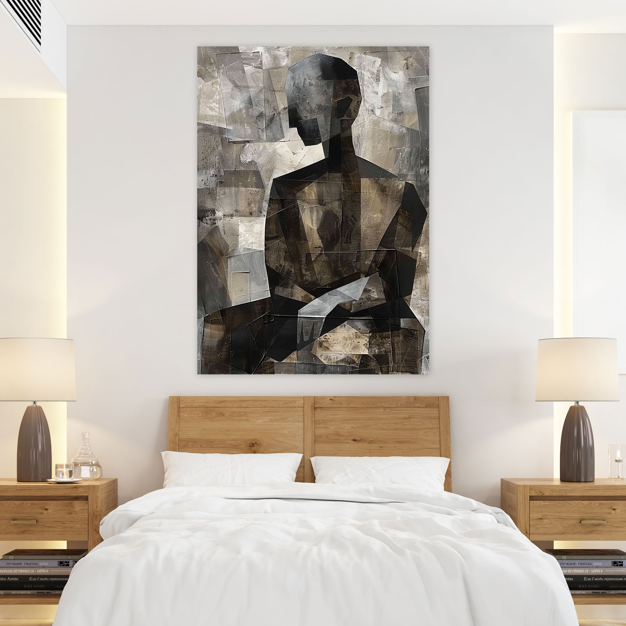 Monochromatic Figure Study Canvas Print - Cubism, Home Decoration, Canvas Print, Cubism