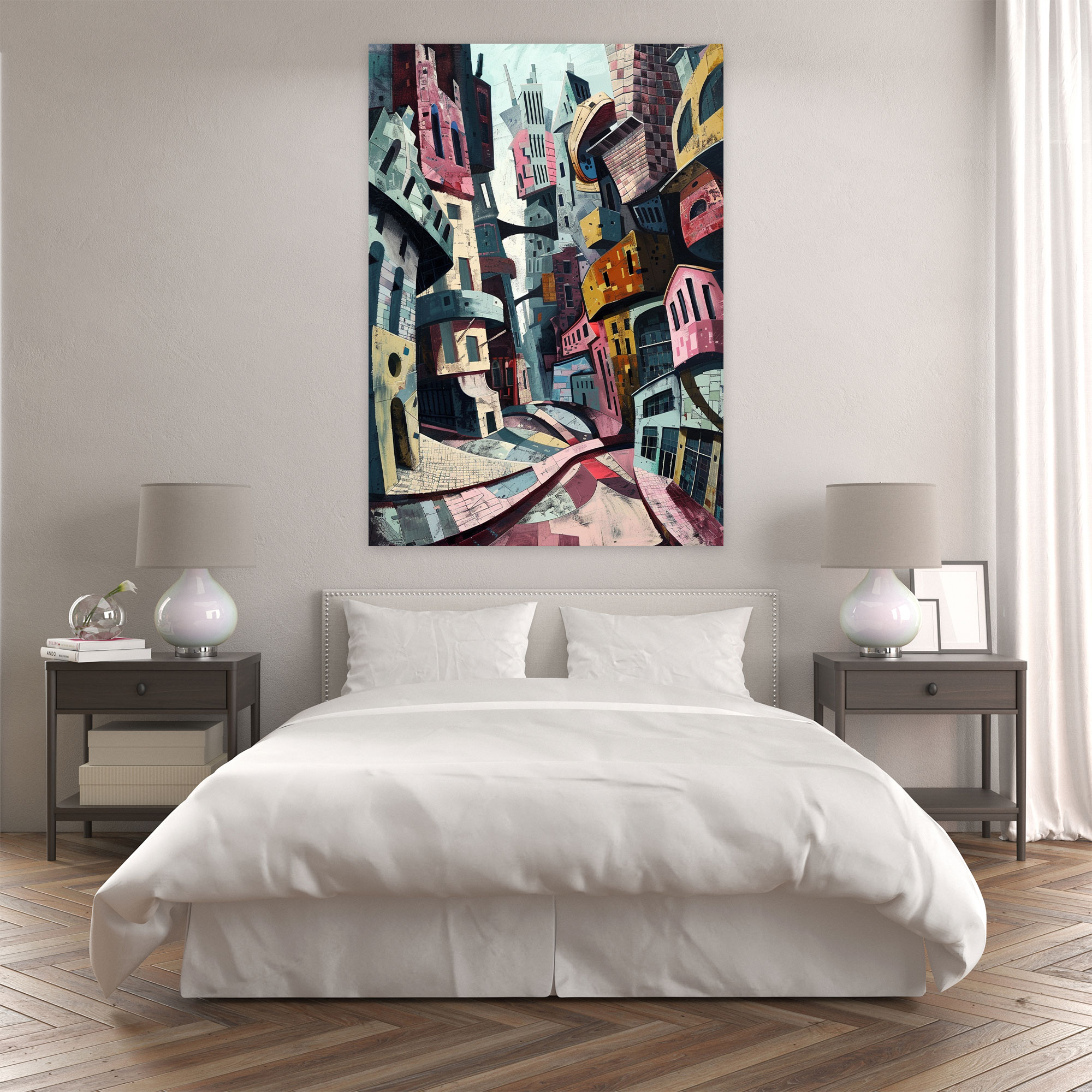 Surreal Urban Cubism Wall Art - Cubism, Canvas Wall Art, Home Decoration, Wall Decoration
