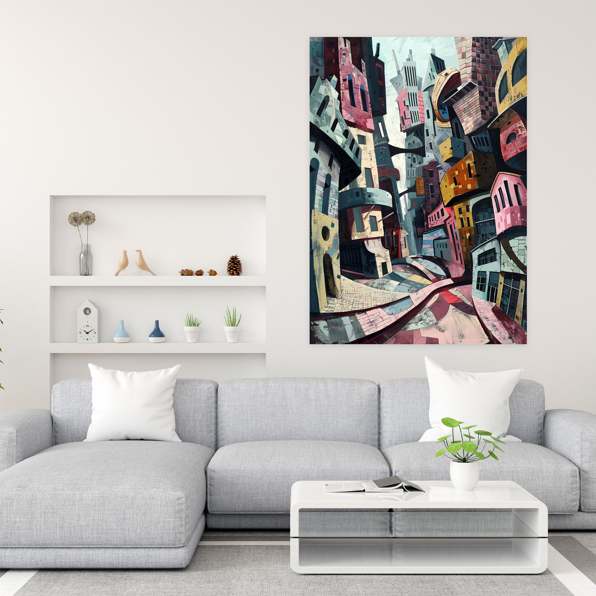 Surreal Urban Cubism Wall Art - Cubism, Canvas Wall Art, Home Decoration, Wall Decoration
