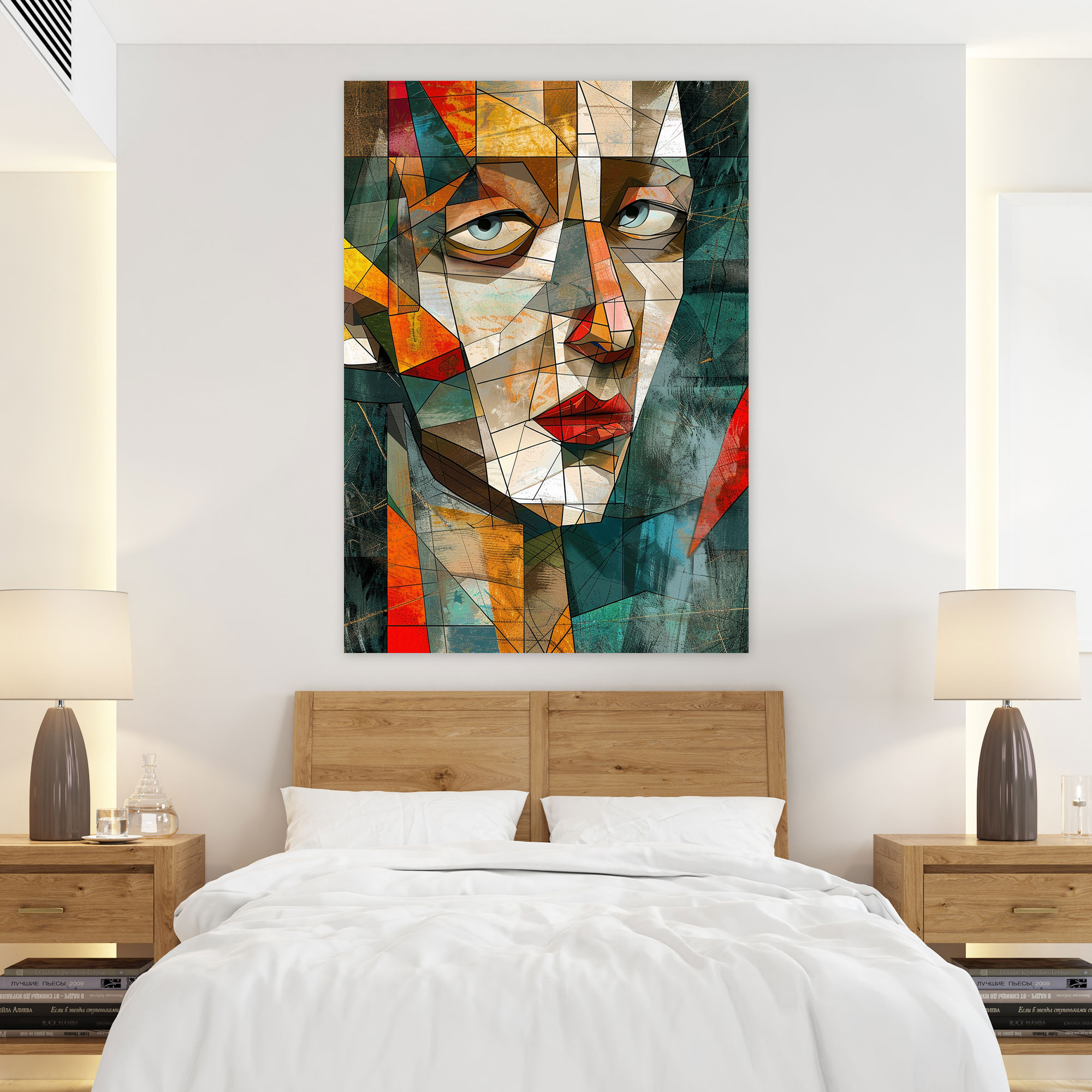 Texture-Rich Cubism Portrait Canvas Print - Cubism, Canvas Wall Art, Cubism, Wall Art