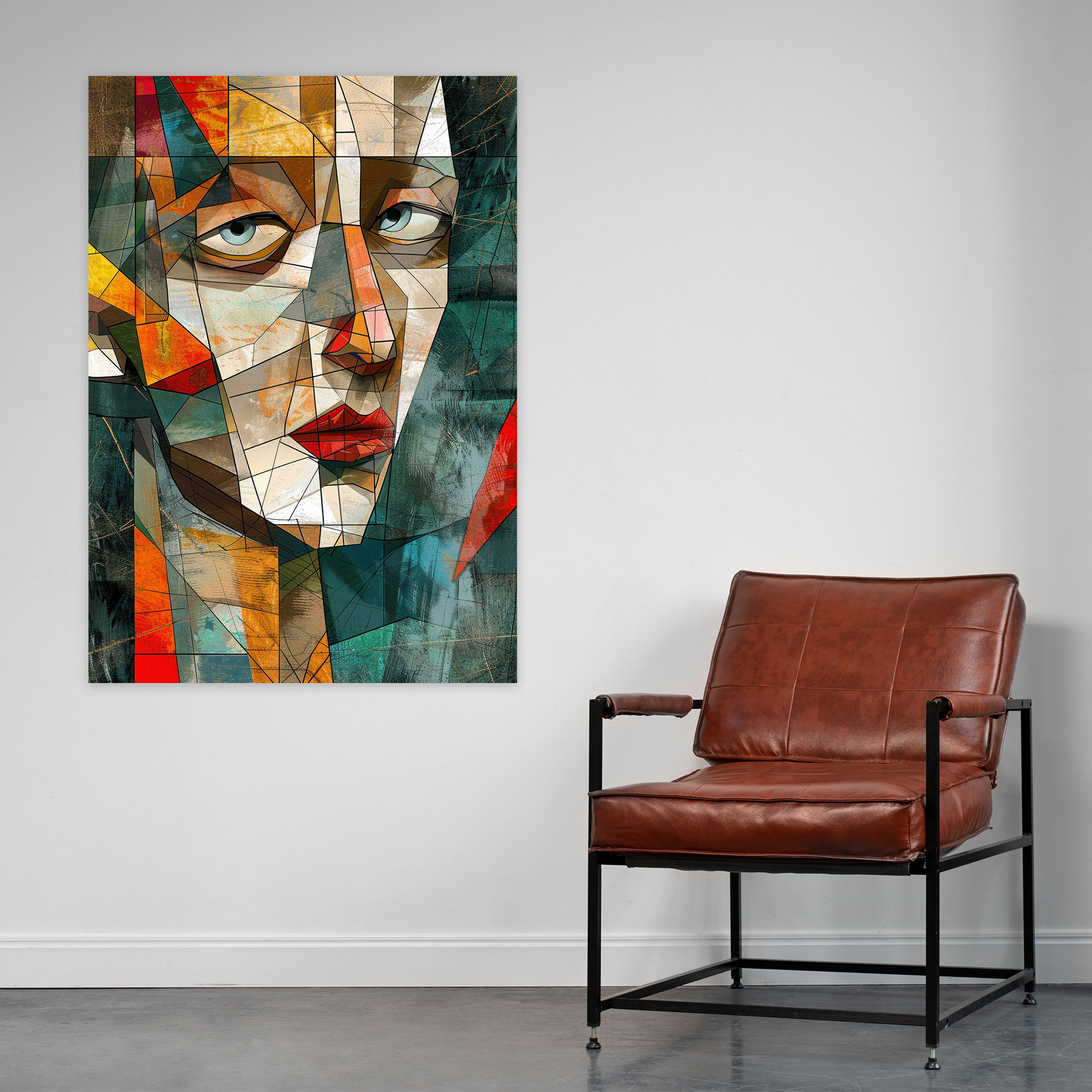 Texture-Rich Cubism Portrait Canvas Print - Cubism, Canvas Wall Art, Cubism, Wall Art