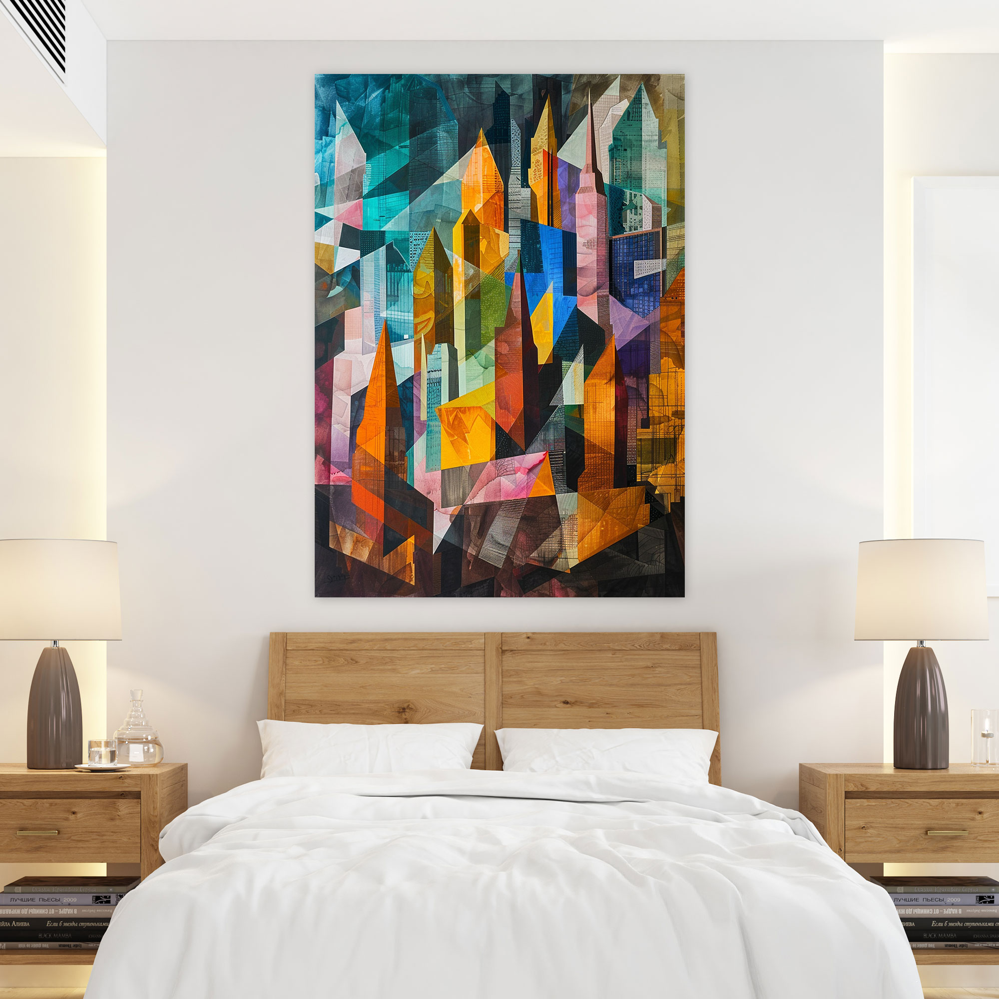 Cubism Canvas Print - Angular City Skyline Wall Decoration - Cubism, Wall Art, Canvas Print, Angular Shapes