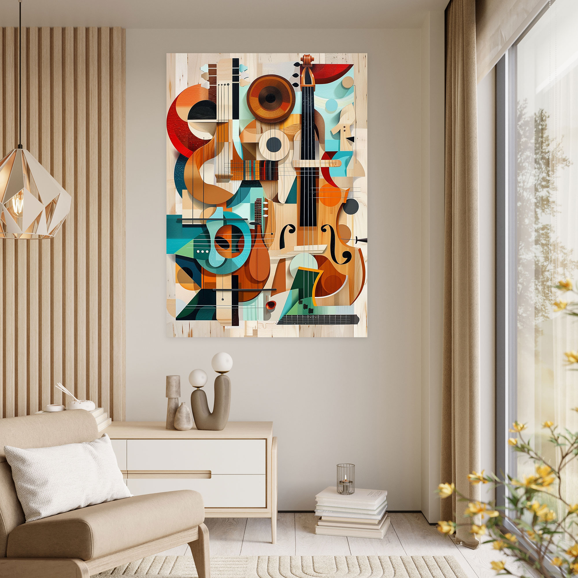 Cubism Wall Decoration - Deconstructed Instruments Canvas Print - Cubism, Musical Instruments, Home Decoration, Deconstructed