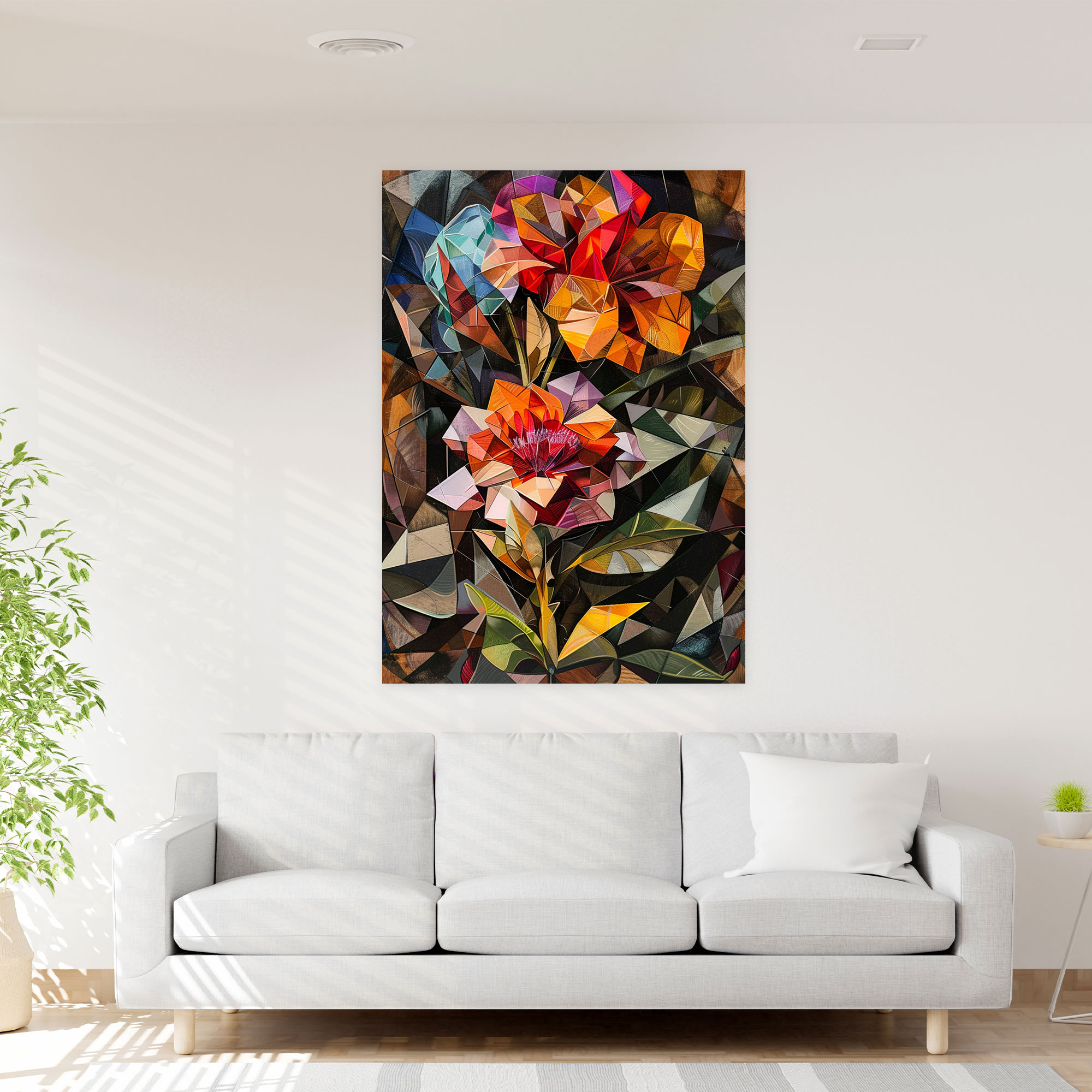 Cubism Wall Art - Fragmented Floral Canvas Print - Cubism, Home Decoration, Wall Art, Canvas Wall Art