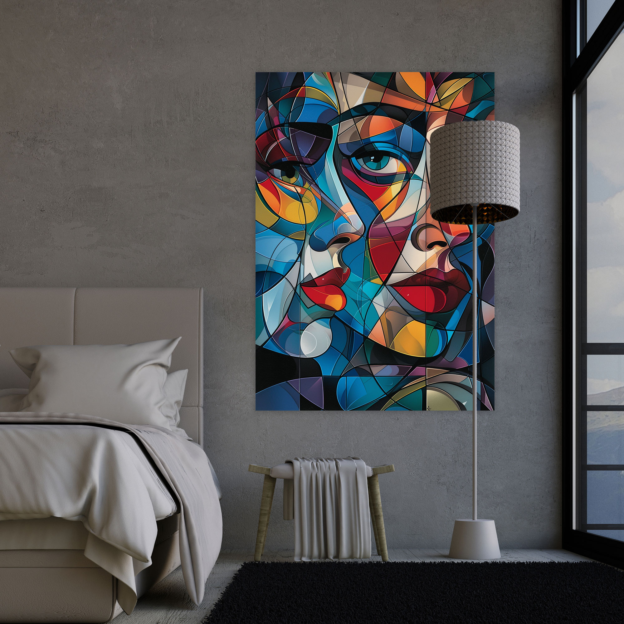Cubism Geometric Faces Wall Art - Cubism, Wall Art, Canvas Wall Art, Cubism