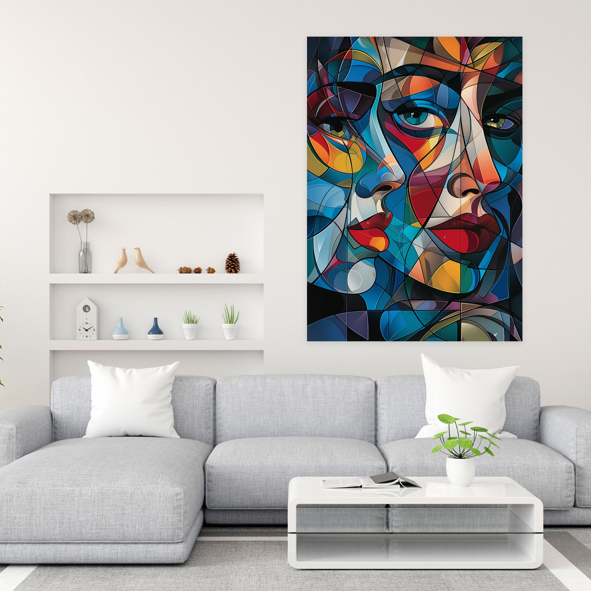 Cubism Geometric Faces Wall Art - Cubism, Wall Art, Canvas Wall Art, Cubism