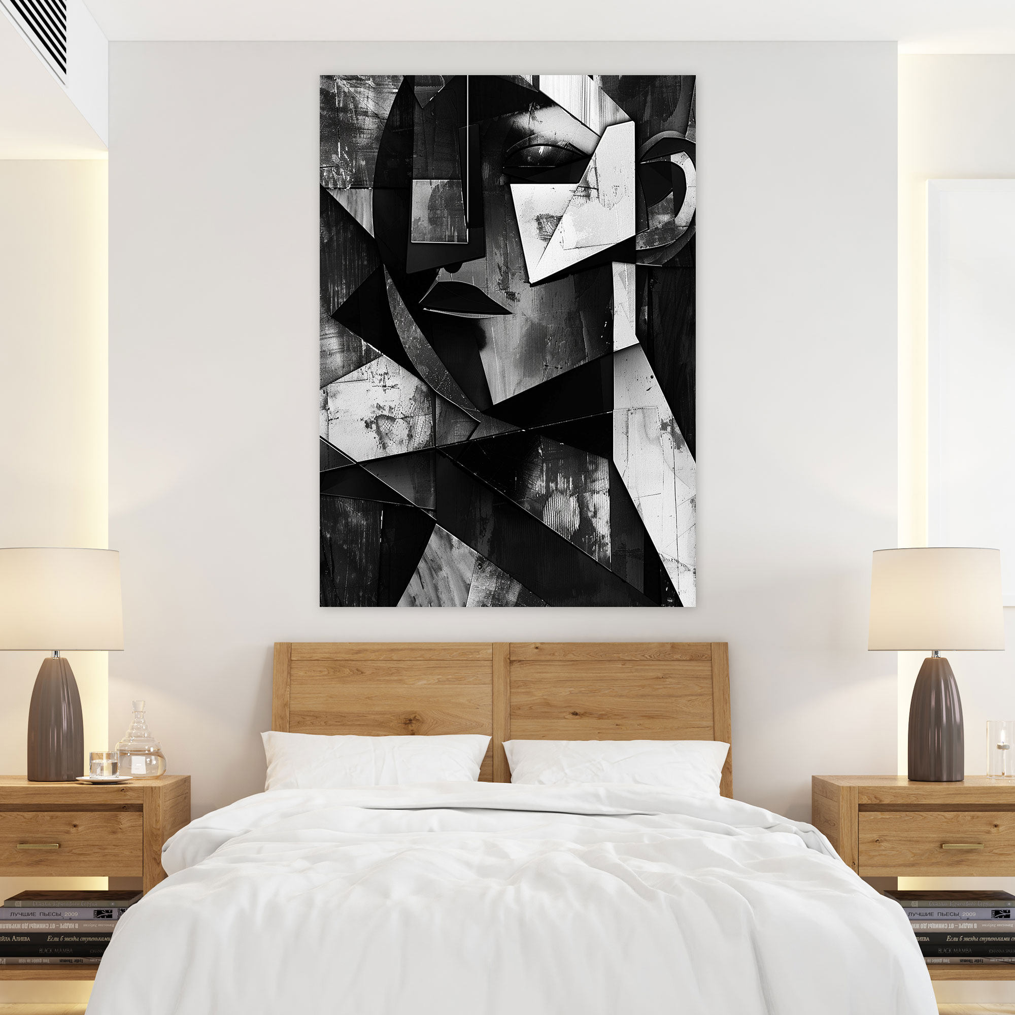 Cubism Monochrome Geometric Canvas Print - Cubism, Canvas Print, Canvas, Wall Art