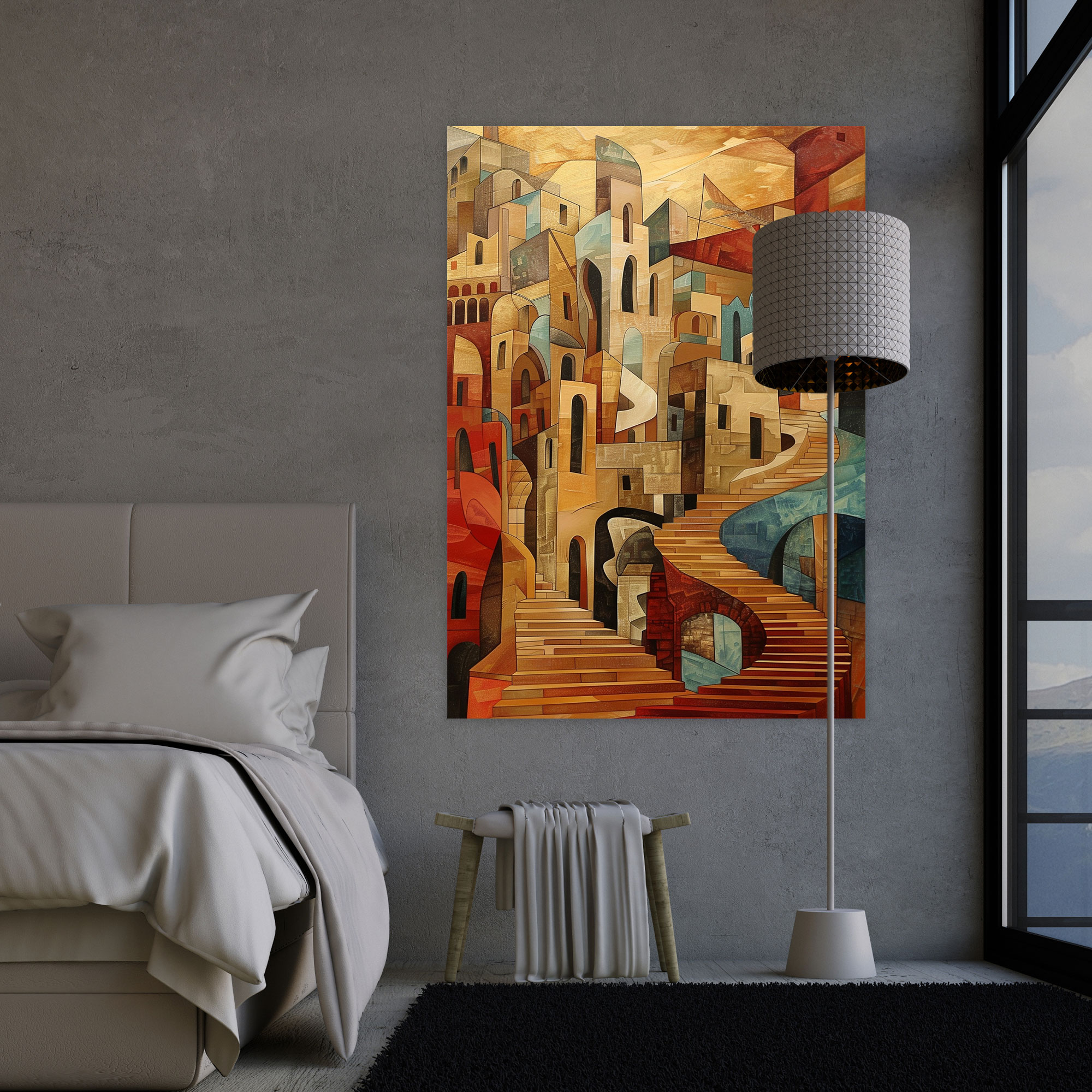 Cubism Wall Decoration - Cubism, Home Decoration, Earth Tones, Canvas
