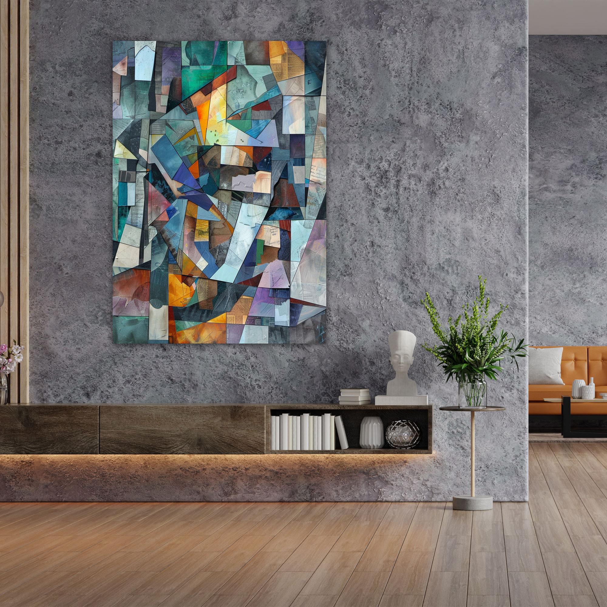 Cubism Wall Art - Cubism, Canvas Wall Art, Canvas, Cool Tones