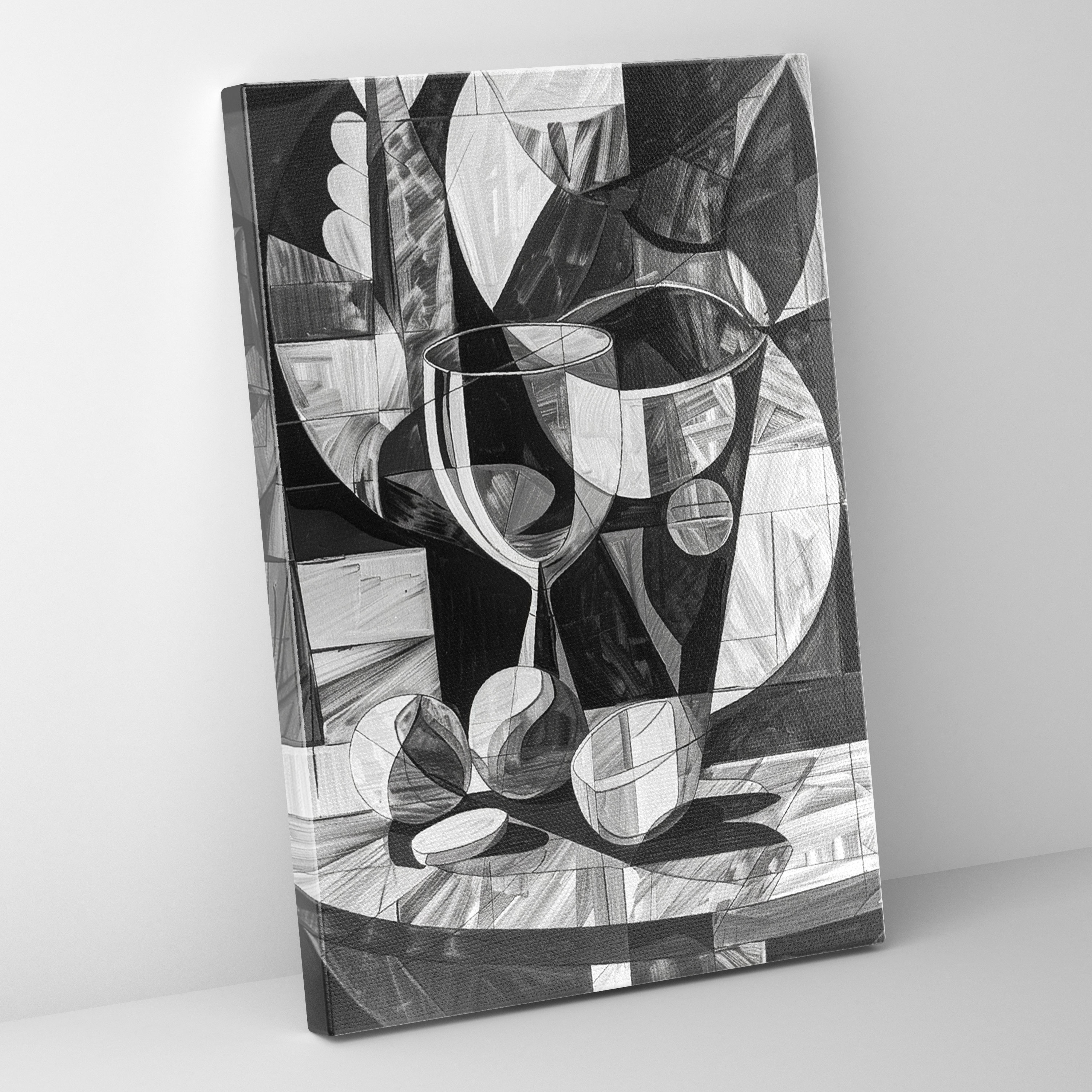 Monochrome Cubism Canvas Print - Cubism, Wall Art, Monochrome, Home Decoration