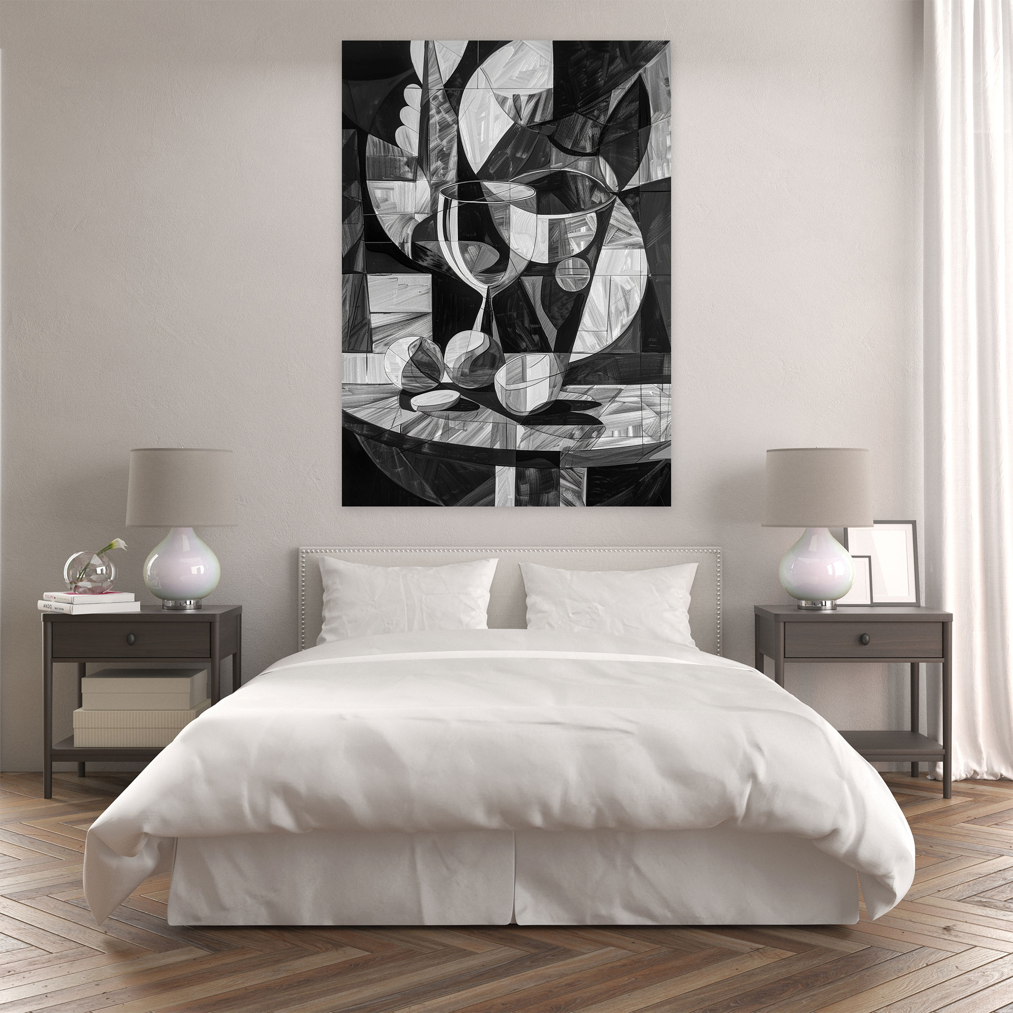 Monochrome Cubism Canvas Print - Cubism, Wall Art, Monochrome, Home Decoration