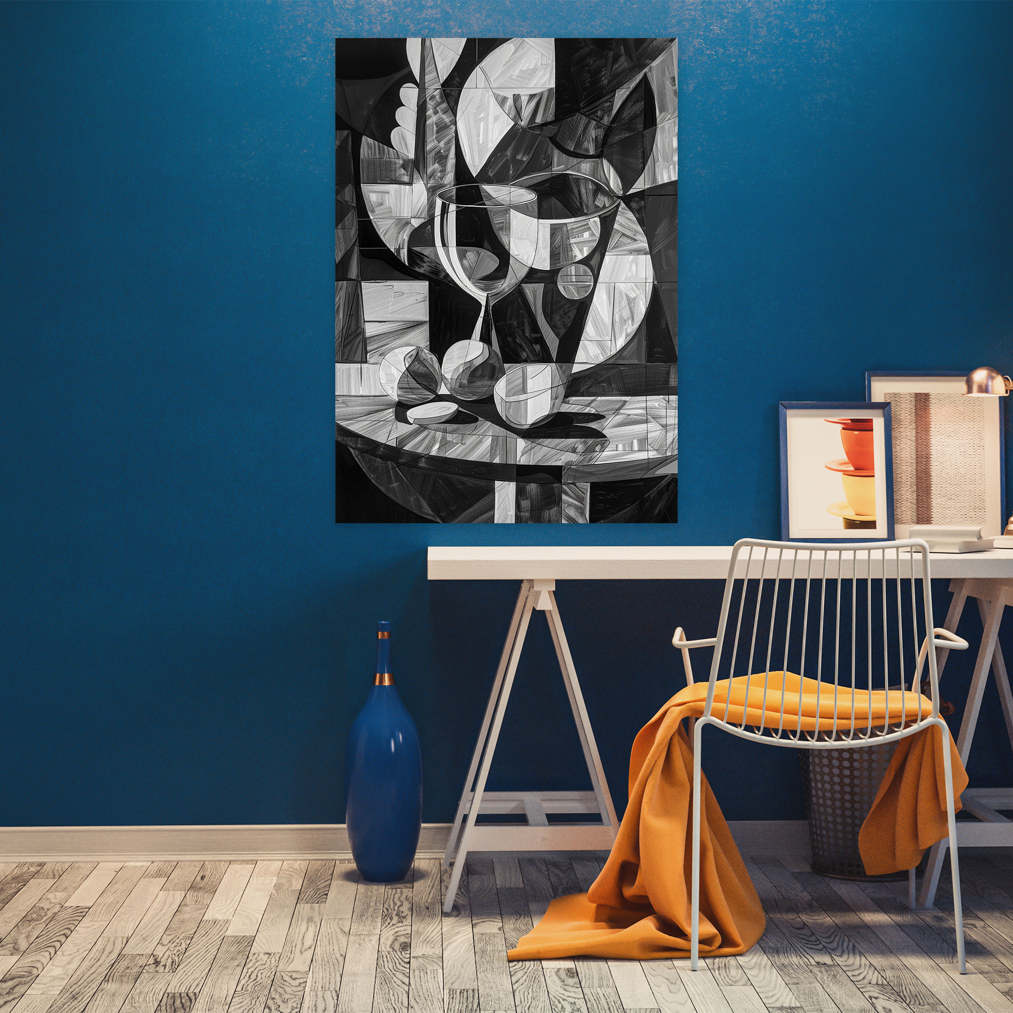 Monochrome Cubism Canvas Print - Cubism, Wall Art, Monochrome, Home Decoration