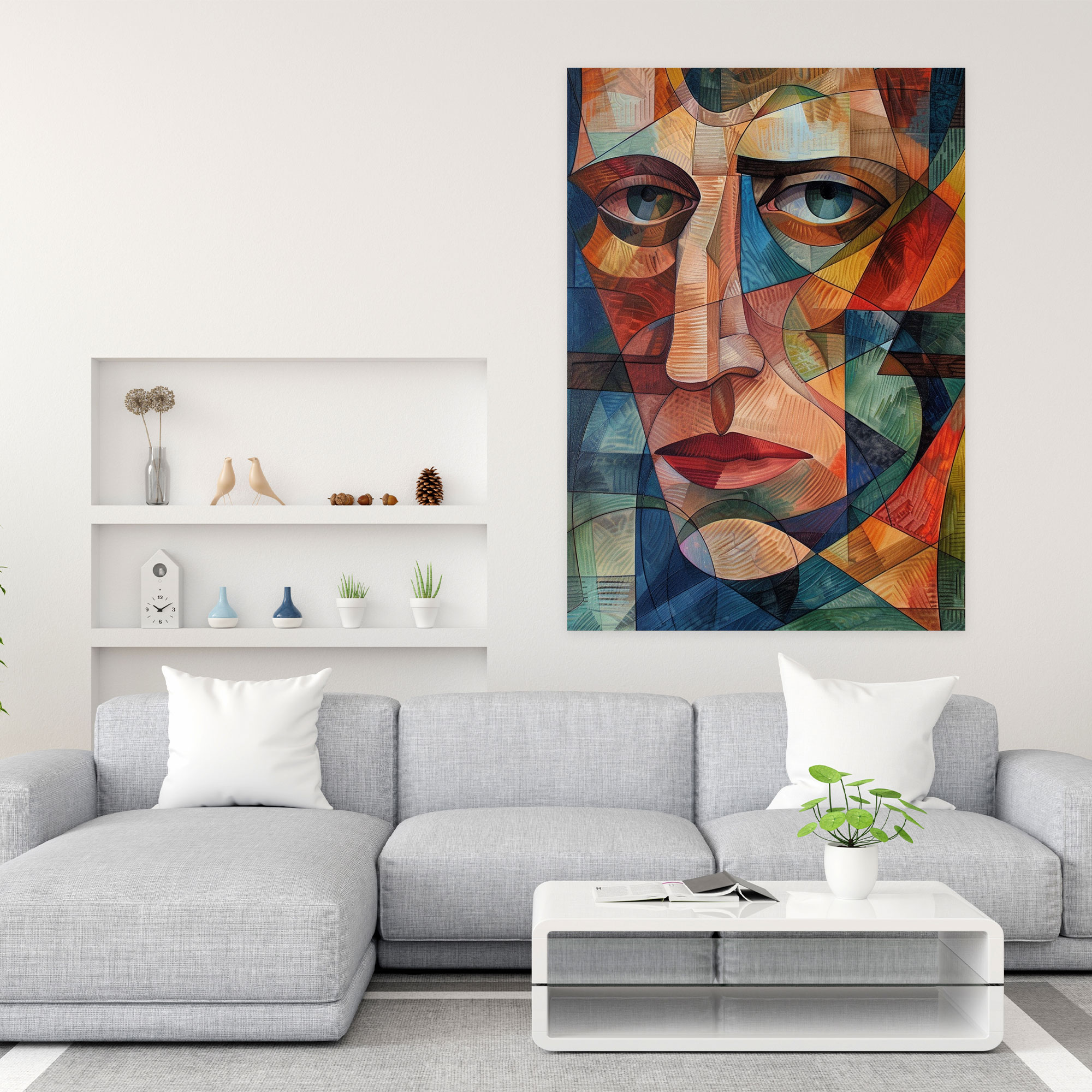 Cubist Faces Canvas Wall Art - Cubism, Wall Decoration, Cubism, Landscape