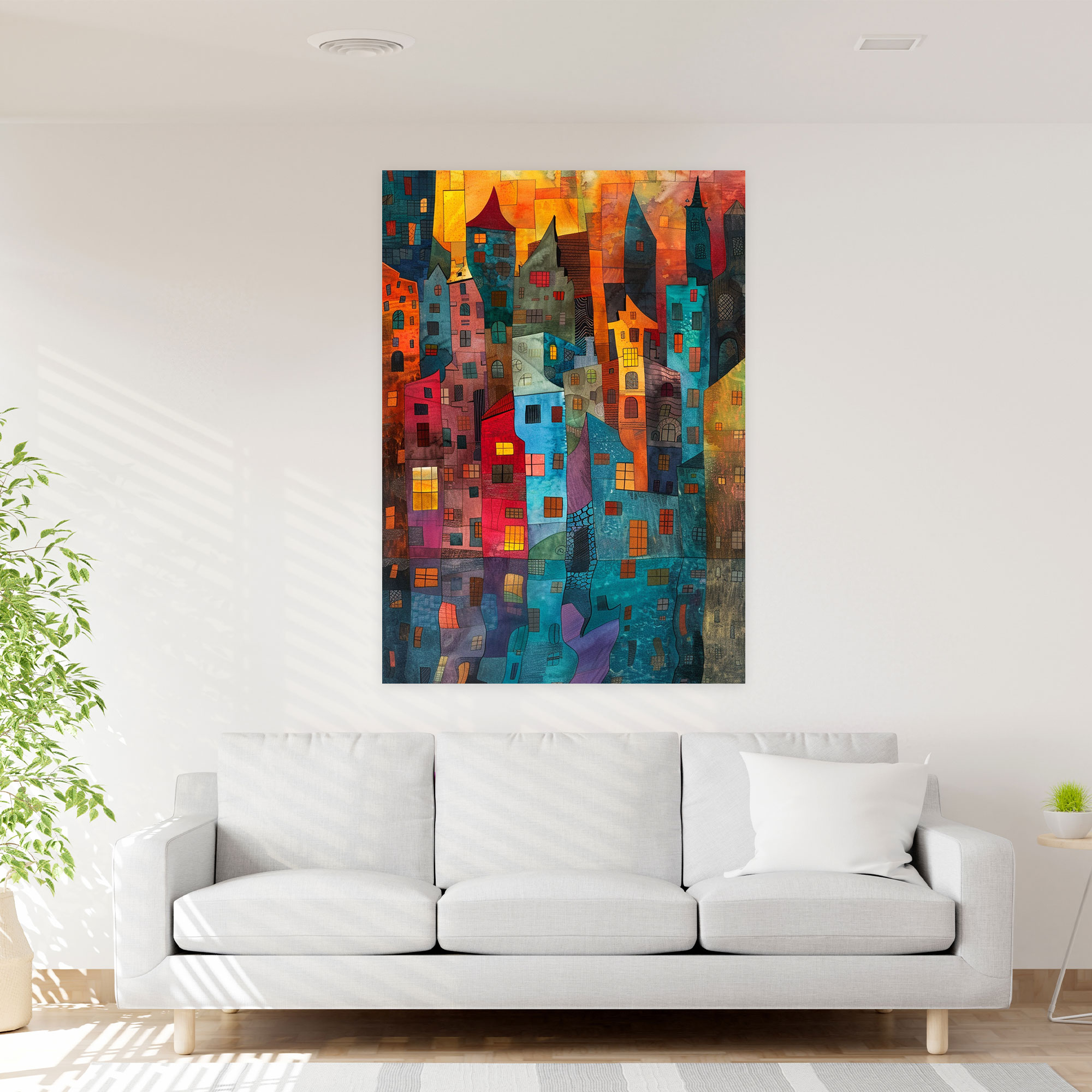 Abstract Cityscape Cubism Wall Art - Cubism, Cubism, Wall Decoration, Canvas Print