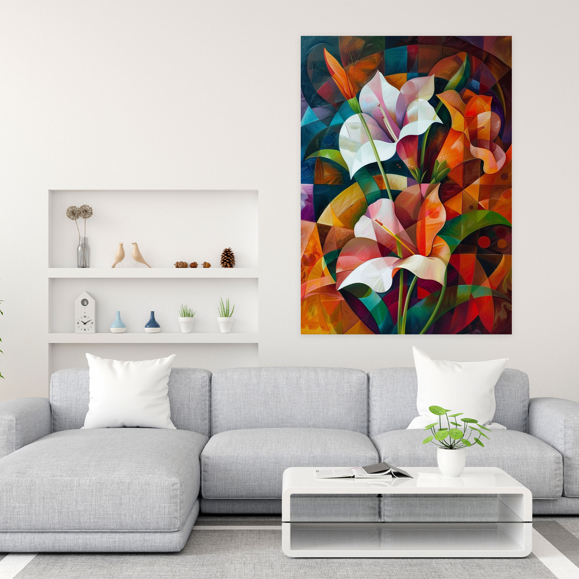 Cubist Flowers Wall Art - Cubism, Home Decoration, Canvas Print, Cubism