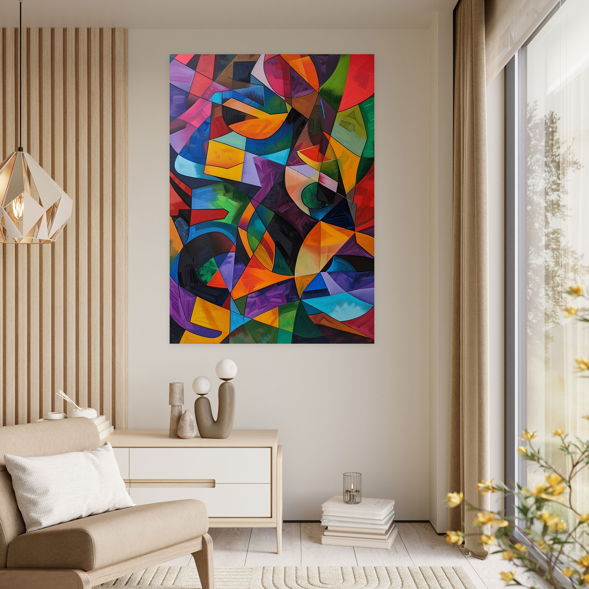Multi-Colored Cubism Wall Decoration - Cubism, Wall Art, Home Decoration, Abstract