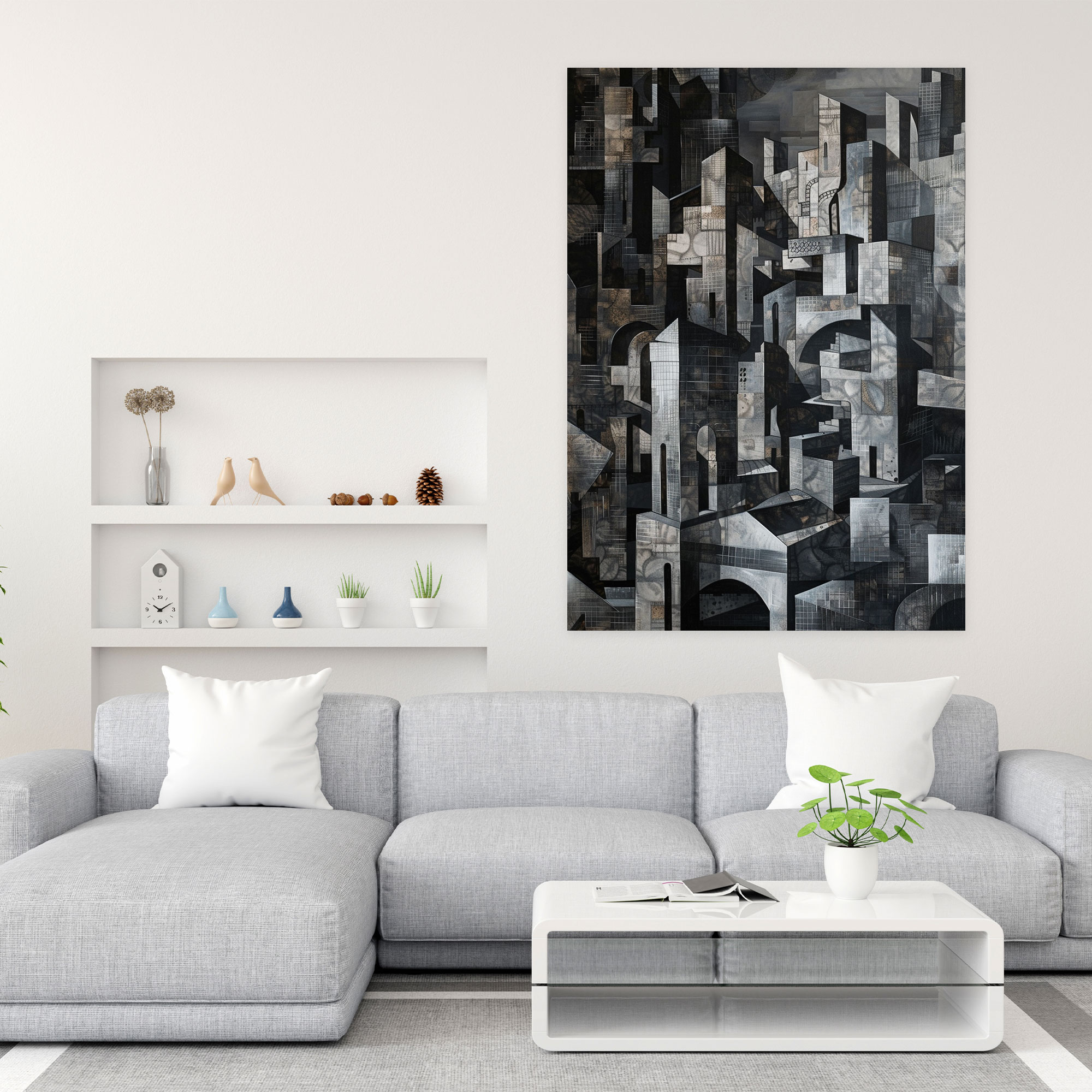 Cubism Cityscape Canvas Print - Cubism, Canvas Wall Art, Canvas, Canvas Print