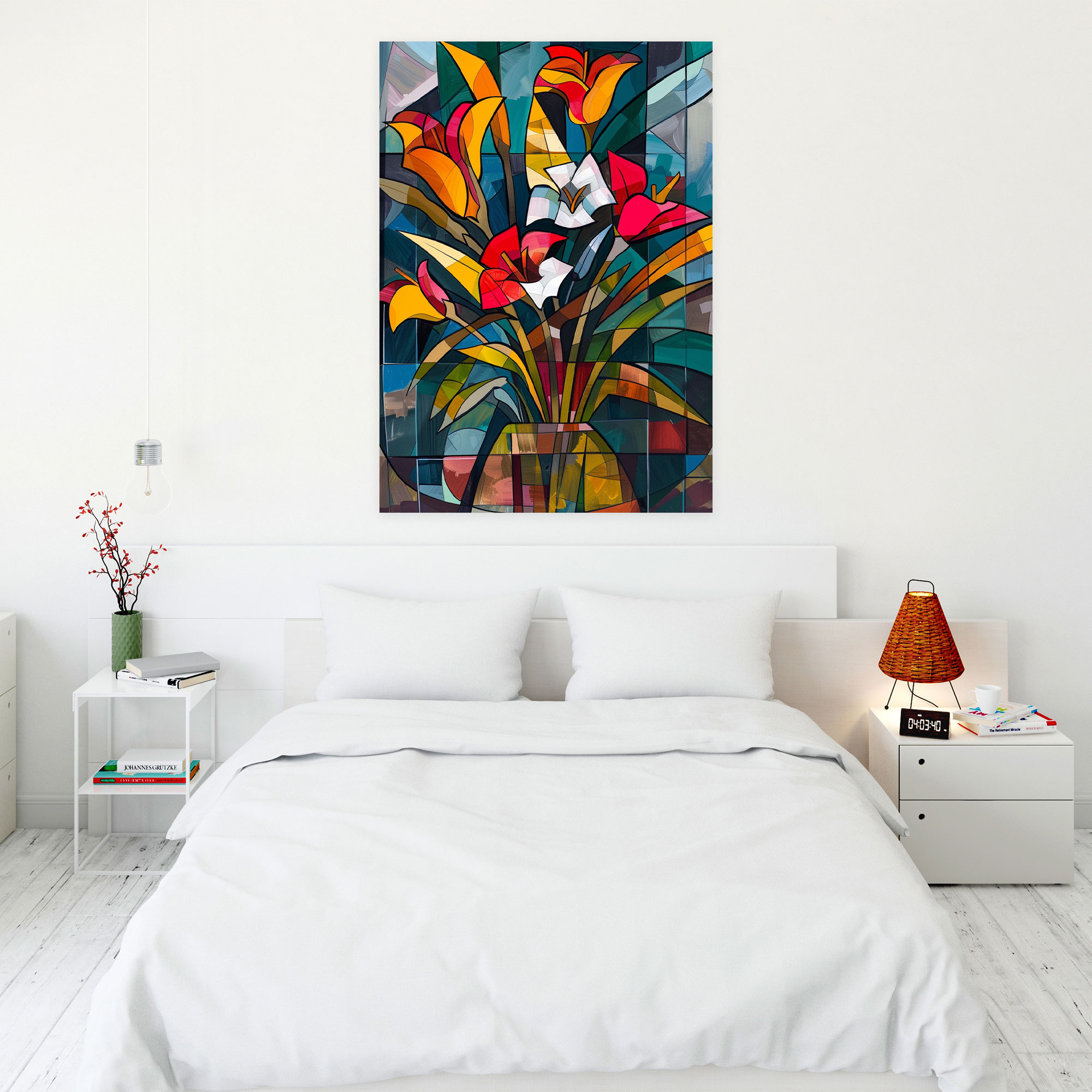 Floral Cubism Wall Art Canvas Print - Cubism, Floral Arrangement, Canvas Print, Wall Decoration