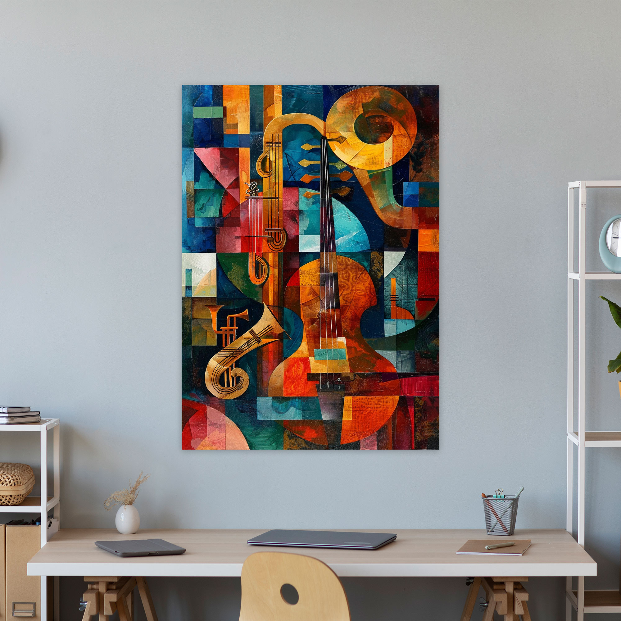 Musical Scene Cubism Canvas Wall Art - Cubism, Wall Art, Wall Decoration, Canvas Print