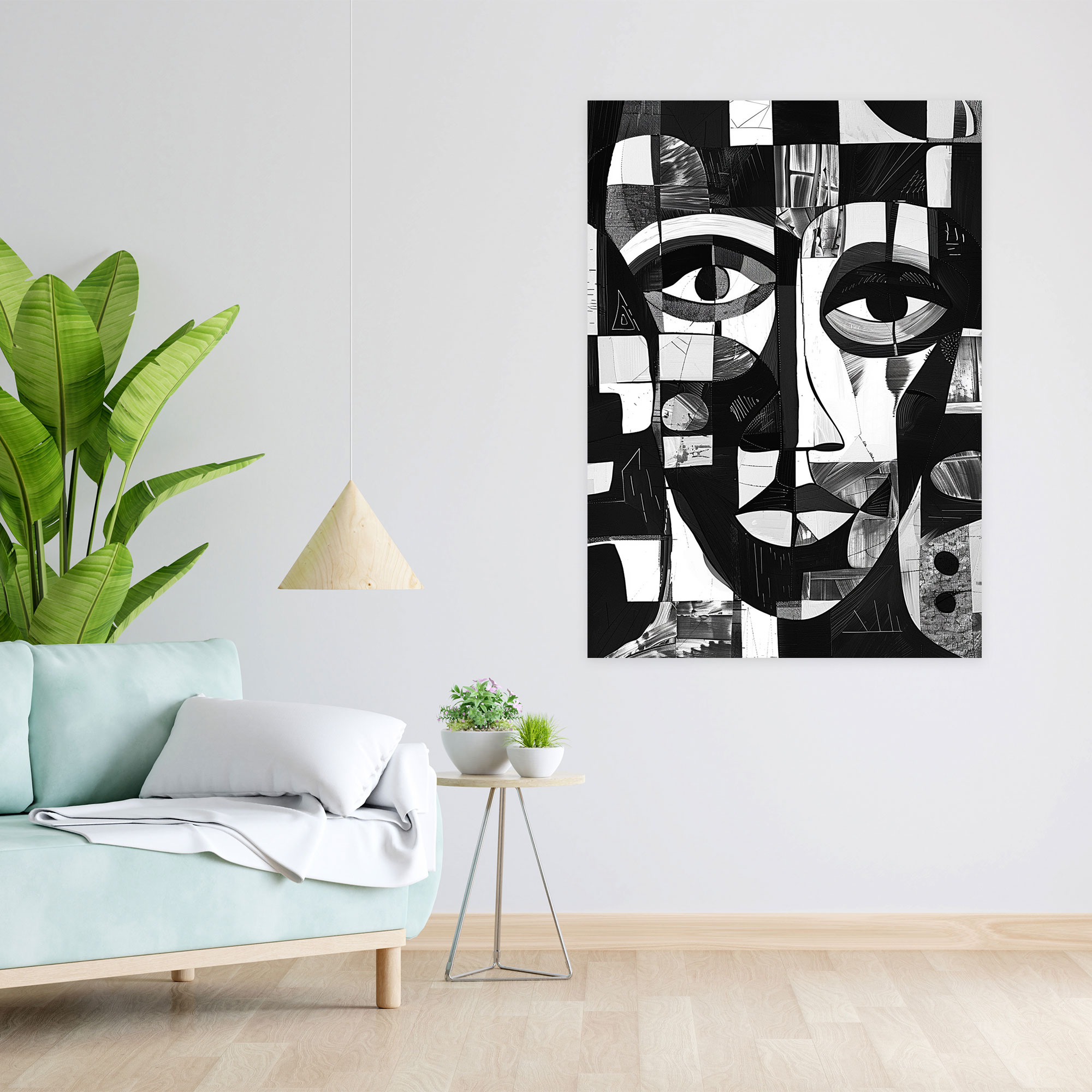 Monochromatic Cubism Wall Art Canvas Print - Cubism, Wall Decoration, Home Decoration, Monochromatic Palette