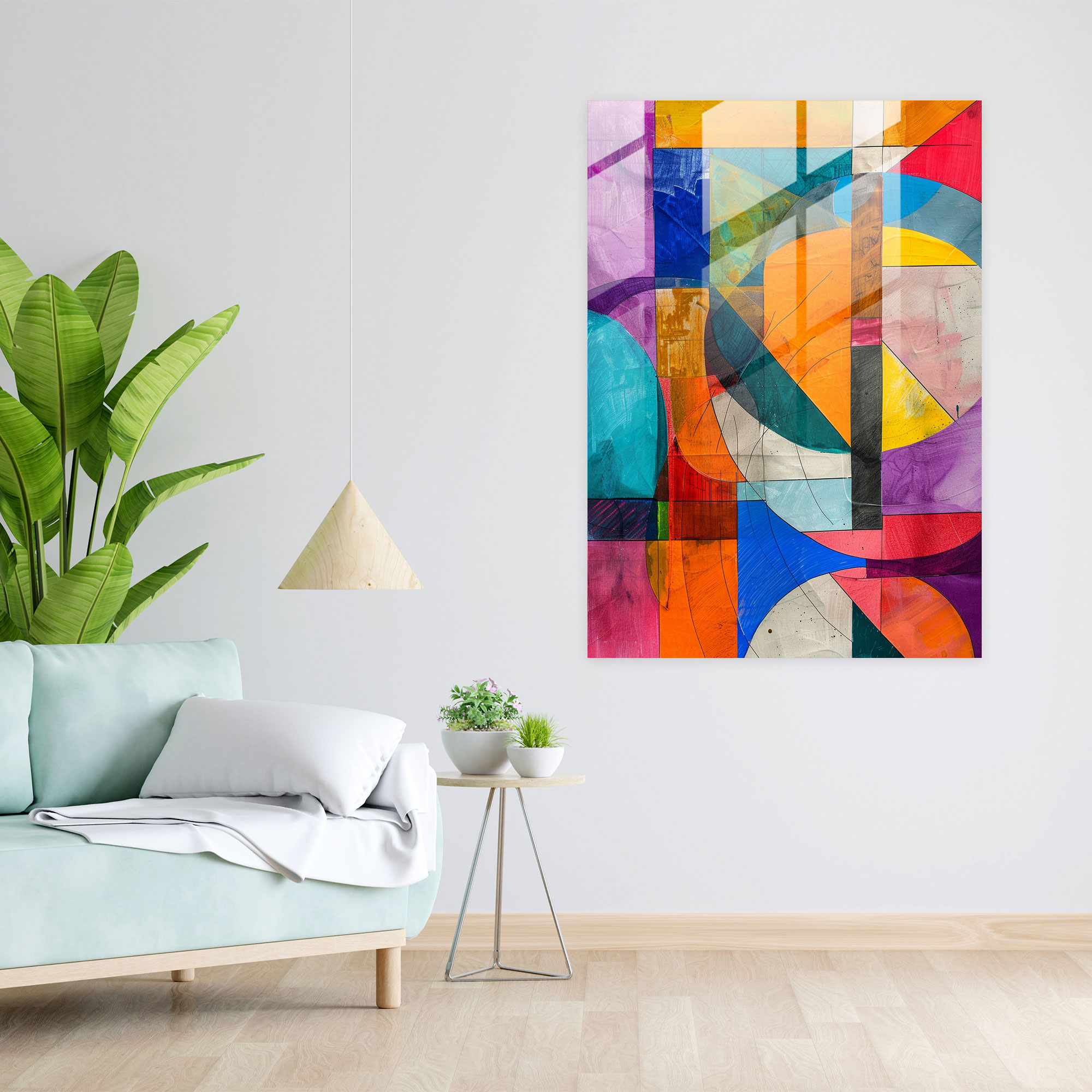 Dadaism Glass Print - Abstract Shapes - Dadaism, Glass Wall Art, Modern Art, Wall Decoration