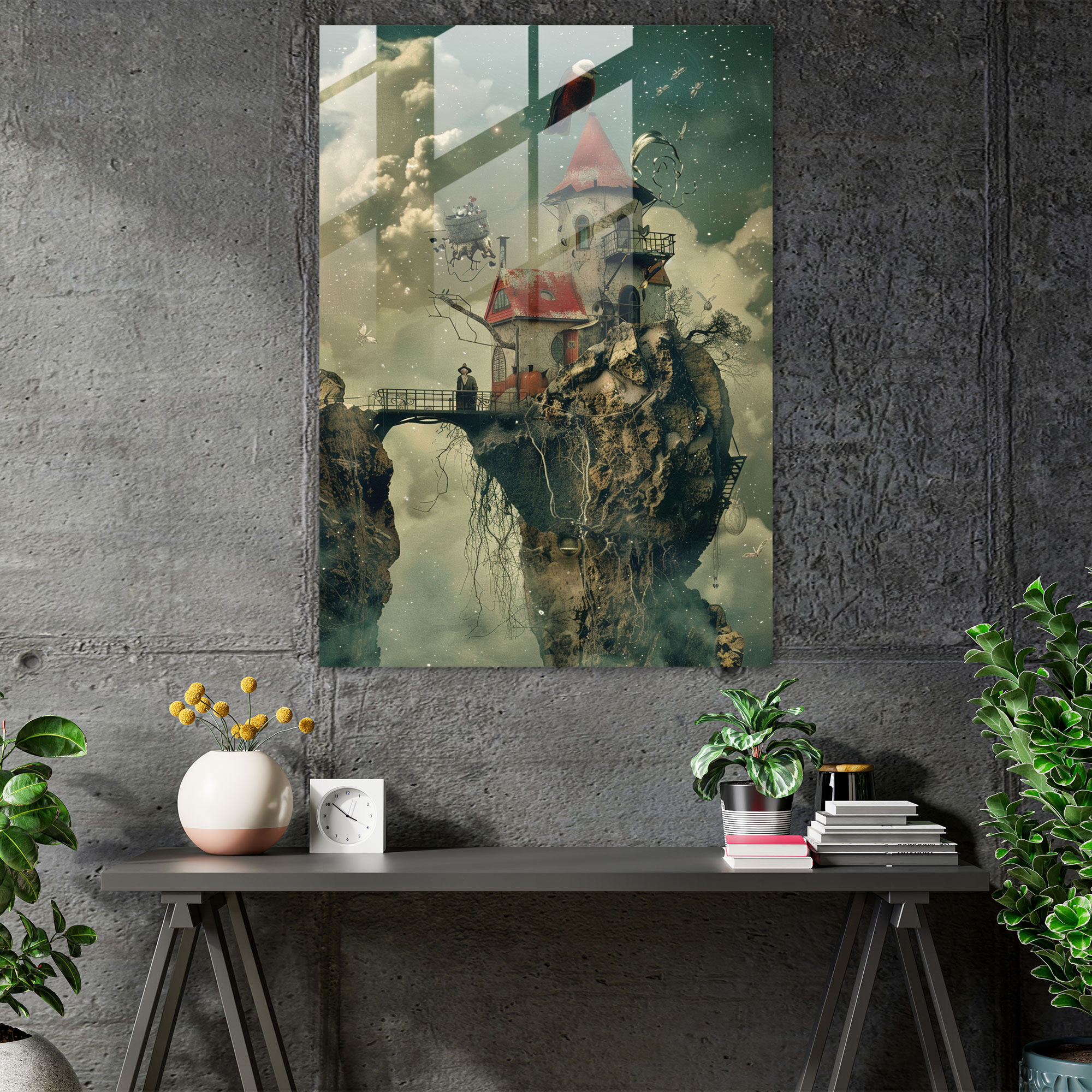 Dadaism Home Decoration - Surreal Scene - Dadaism, Home Decoration, Surreal Art, Glass Print
