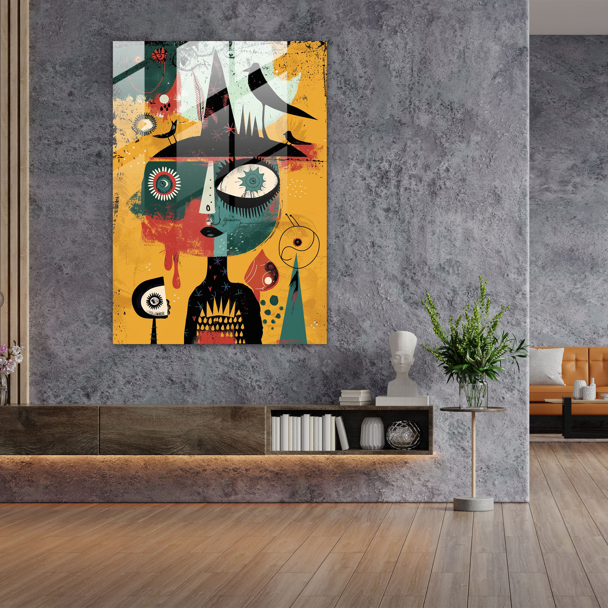 Dadaism Wall Decoration - Whimsical Characters - Dadaism, Glass Wall Art, Wall Decoration, Whimsical Art