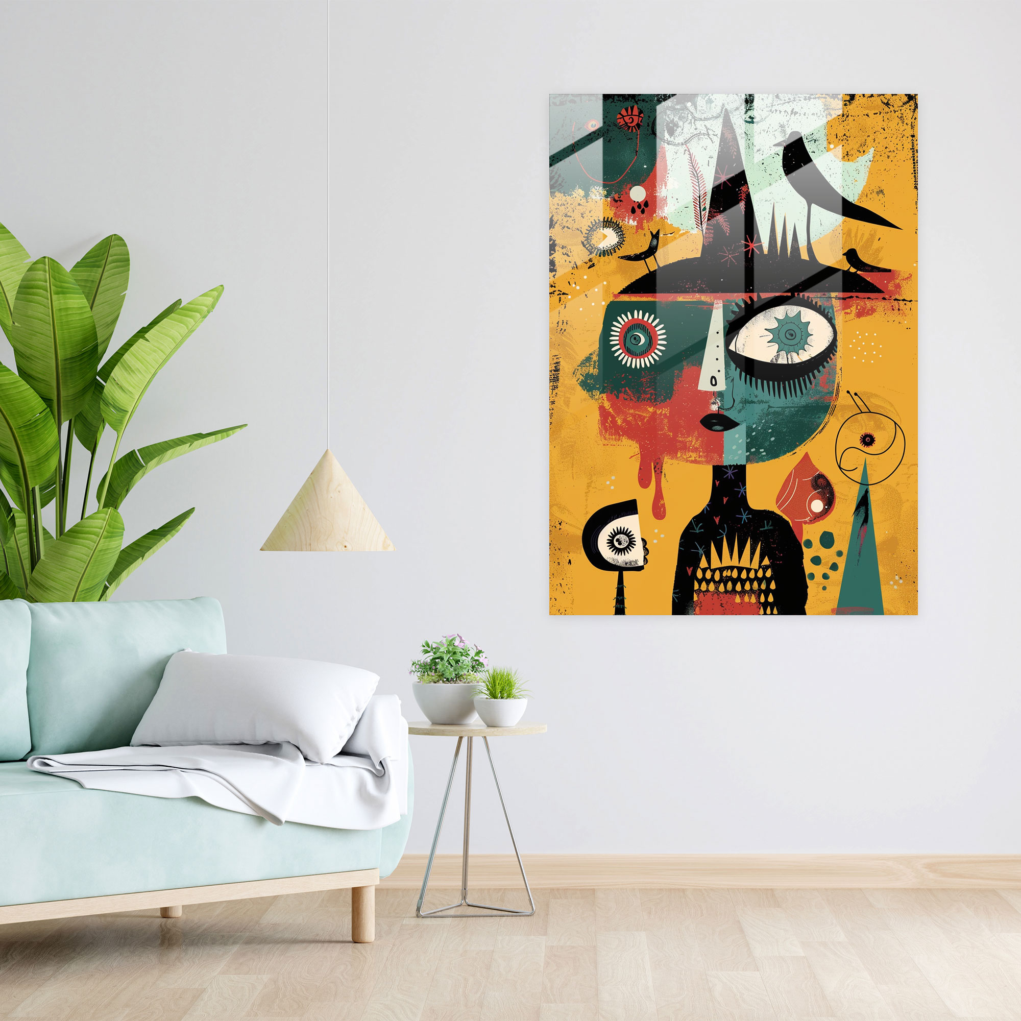 Dadaism Wall Decoration - Whimsical Characters - Dadaism, Glass Wall Art, Wall Decoration, Whimsical Art