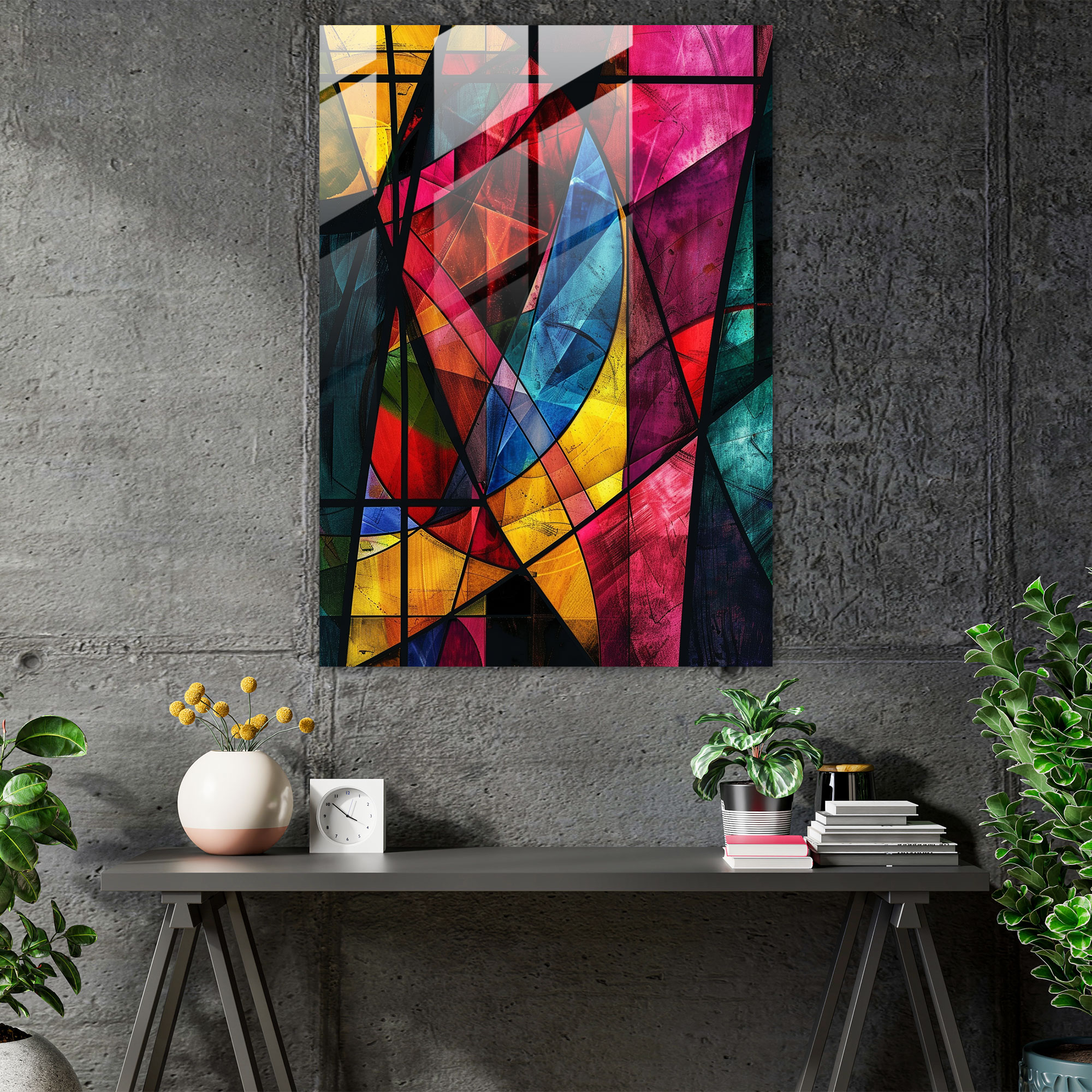 Dadaism Glass Print - Abstract Geometric Shapes - Dadaism, Glass Print, Glass Art, Dadaism